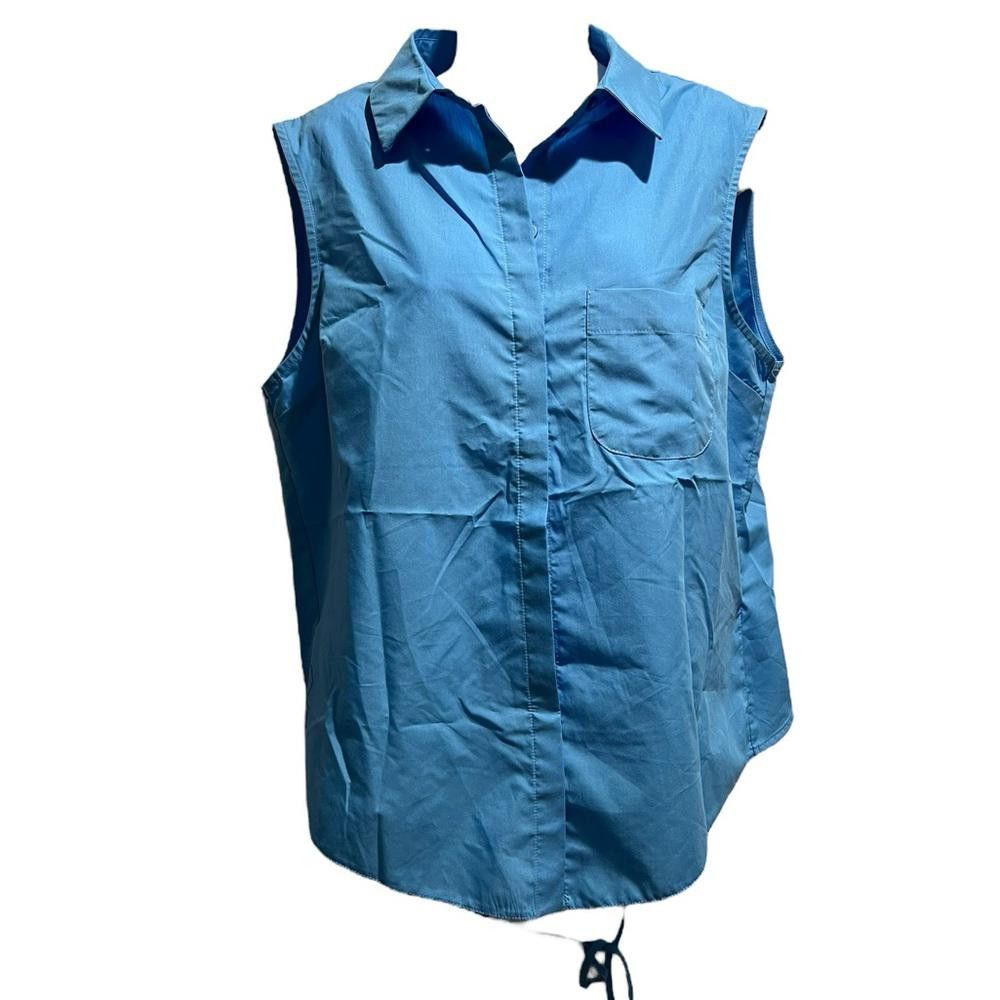 Topshop NWOT Topshop sleeveless open back shirt in blue Size M / US 6-8 / IT 42-44 - 1 Thumbnail