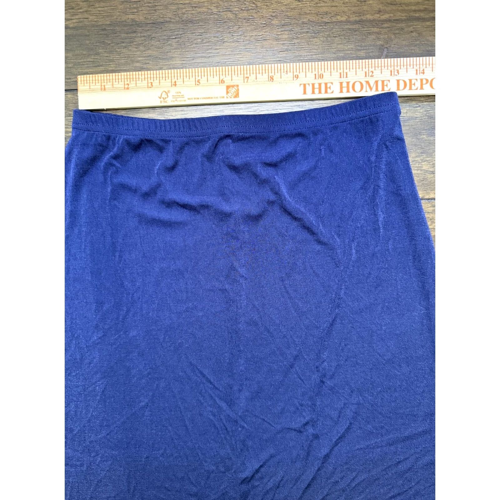 Vintage VINTAGE Molly Malloy Skirt Womens Petite Medium Navy Blue Pencil Pull On Elastic Waist Size 32" / US 10 / IT 46 - 2 Thumbnail