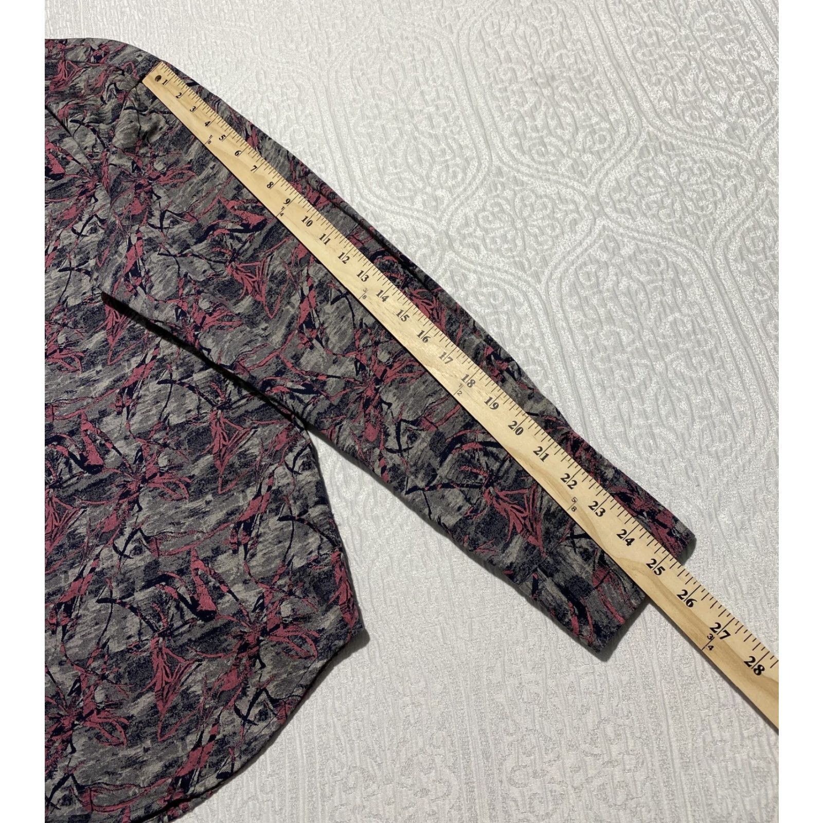 Vintage Moderno Shirt Mens XL Gray Pink Abstract Floral Button Front Long Sleeve Cotton Size US XL / EU 56 / 4 - 7 Thumbnail