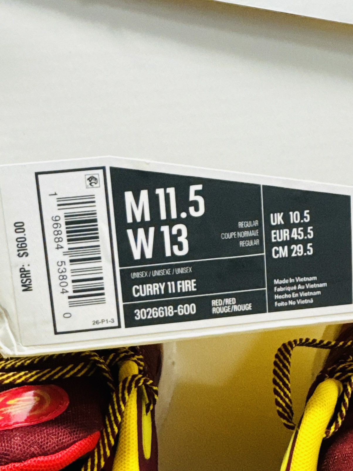 Under Armour Under Armour Curry 11 Fire Red/White Size US 11.5 / EU 44-45 - 8 Thumbnail