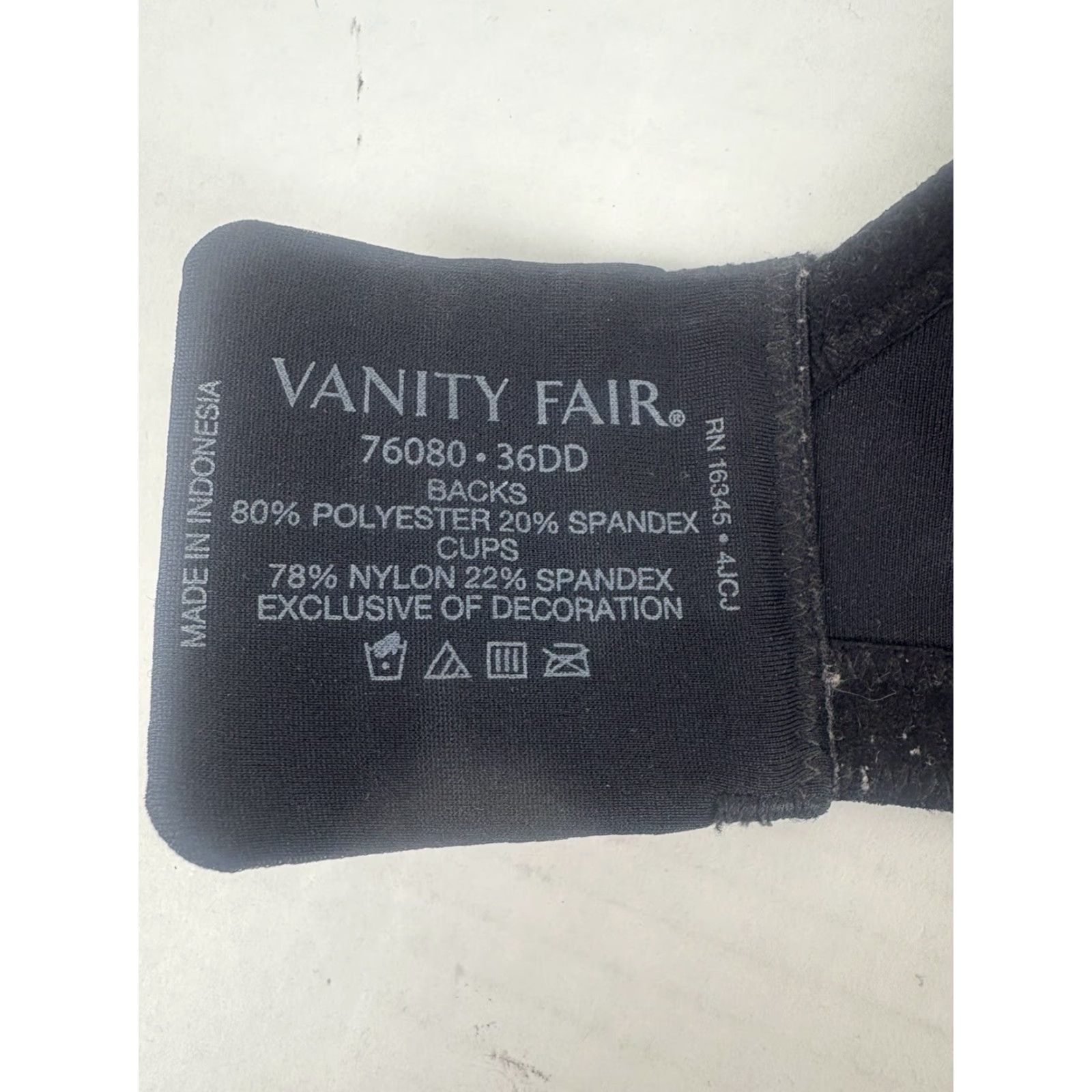 Vintage Vanity Fair Black Lightly Lined Bra Womens 36DD Indonesia Size ONE SIZE - 5 Thumbnail