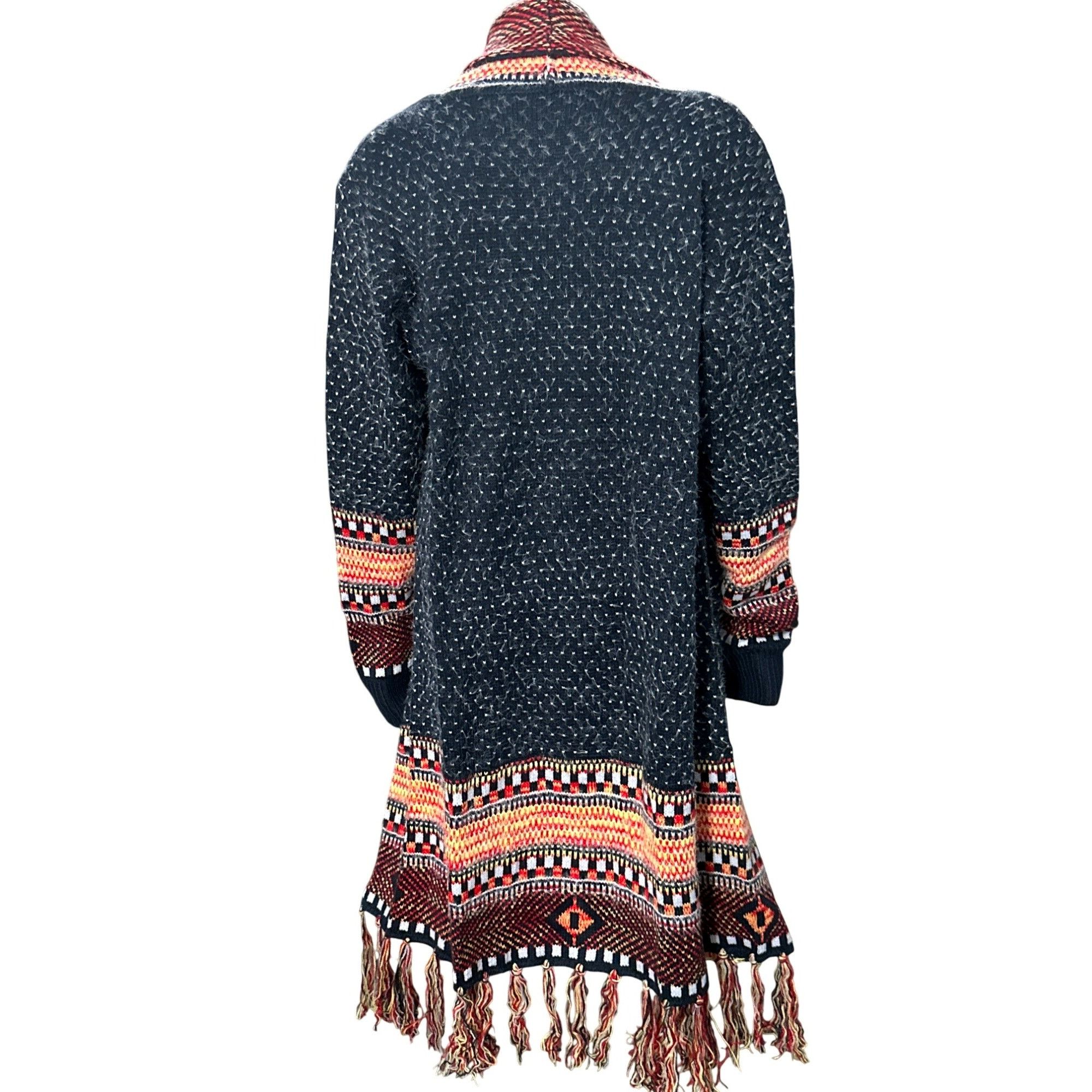 Other CCC Bohemian Aztec Tribal Print Knit Cardigan Fringe Multico Size L / US 10 / IT 46 - 5 Thumbnail