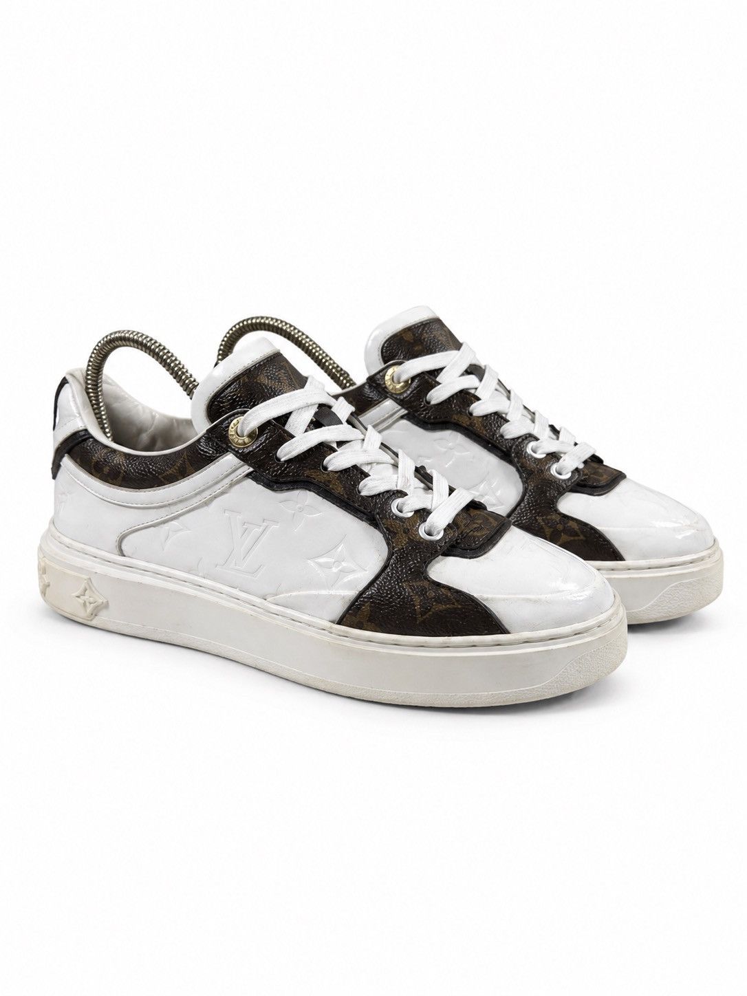 Louis Vuitton Louis Vuitton Rivoli / Monogram Low-Top Sneakers White Brown Size US 5.5 / EU 38 - 1 Thumbnail