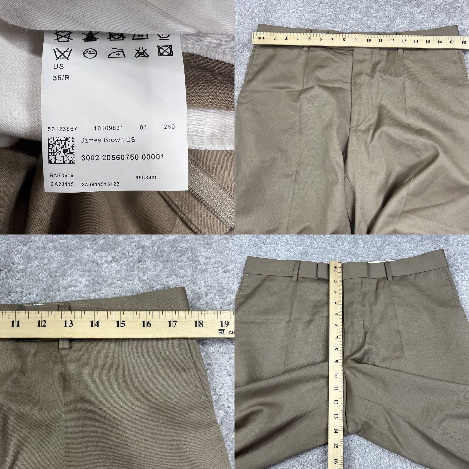 Hugo Boss Hugo Boss Trousers James Brown Mens 35x31 Lightweight Twill Wool Flat Front Pant Size US 35 - 8 Thumbnail