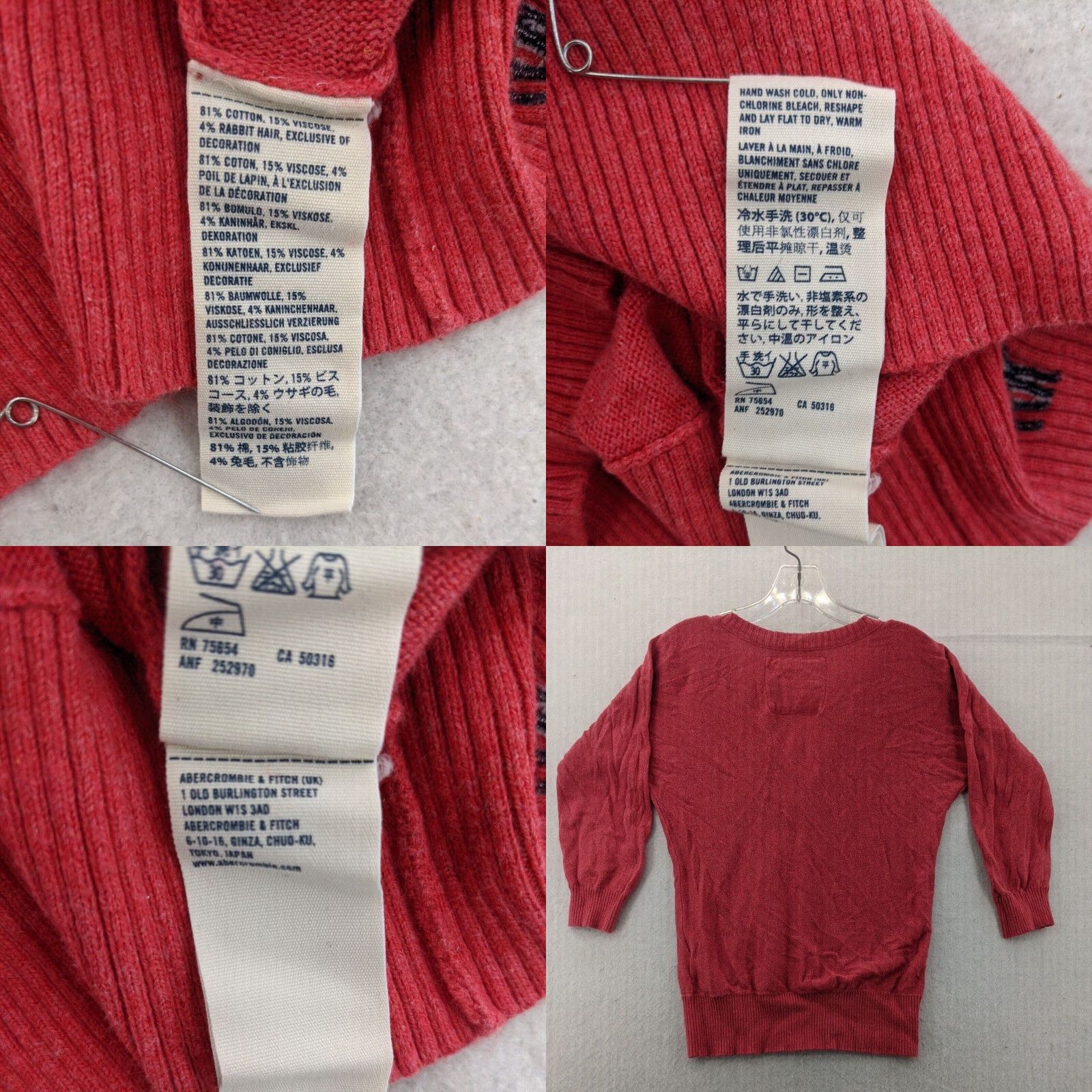 Abercrombie & Fitch Abercrombie & Fitch Blouse Junior Peasant XL Pink Print V-Neck Size XL / US 12-14 / IT 48-50 - 8 Thumbnail