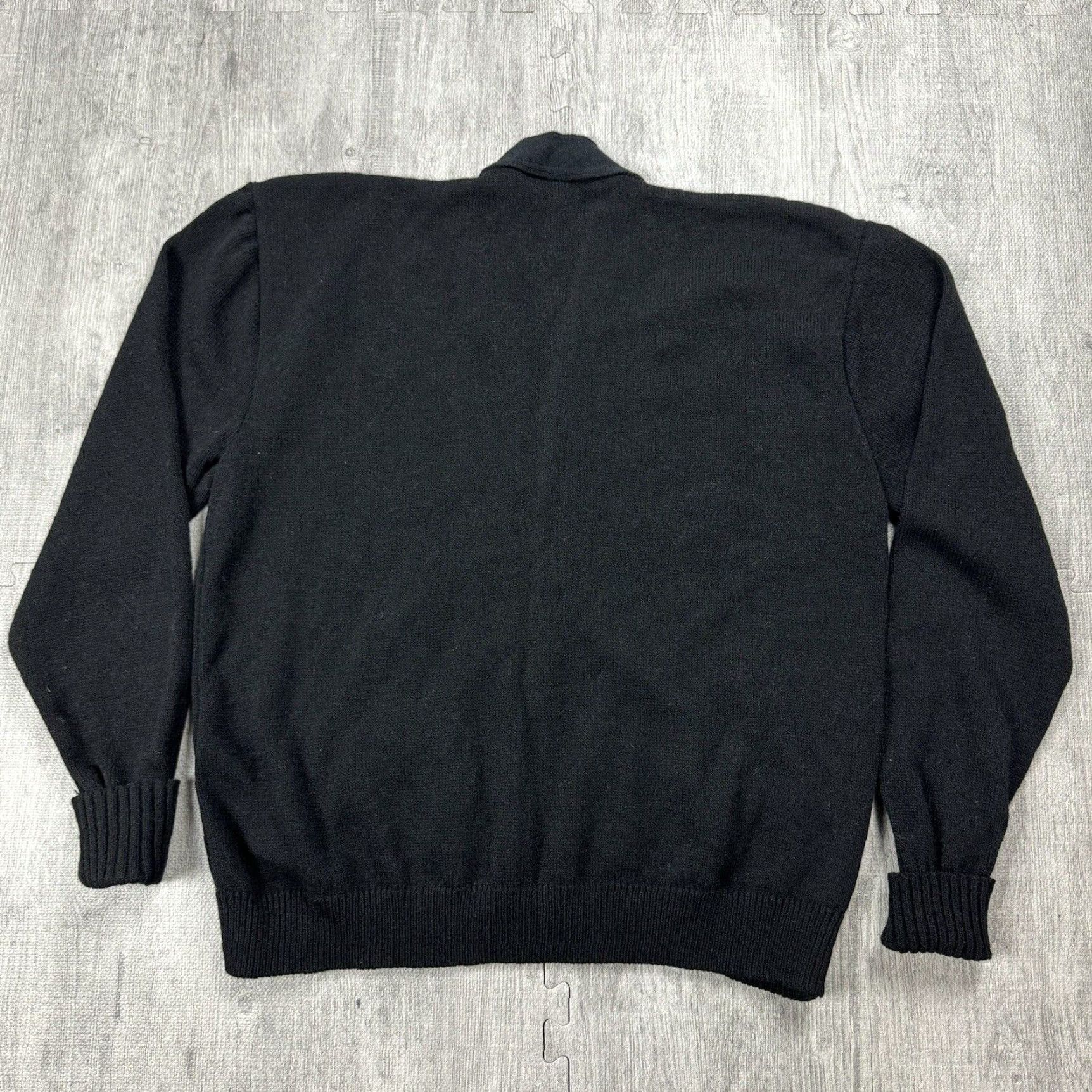 Vintage VINTAGE 1960s 1970s Mens Black Acrylic Letterman Cardigan Sweater Size 42 Size US XL / EU 56 / 4 - 7 Thumbnail