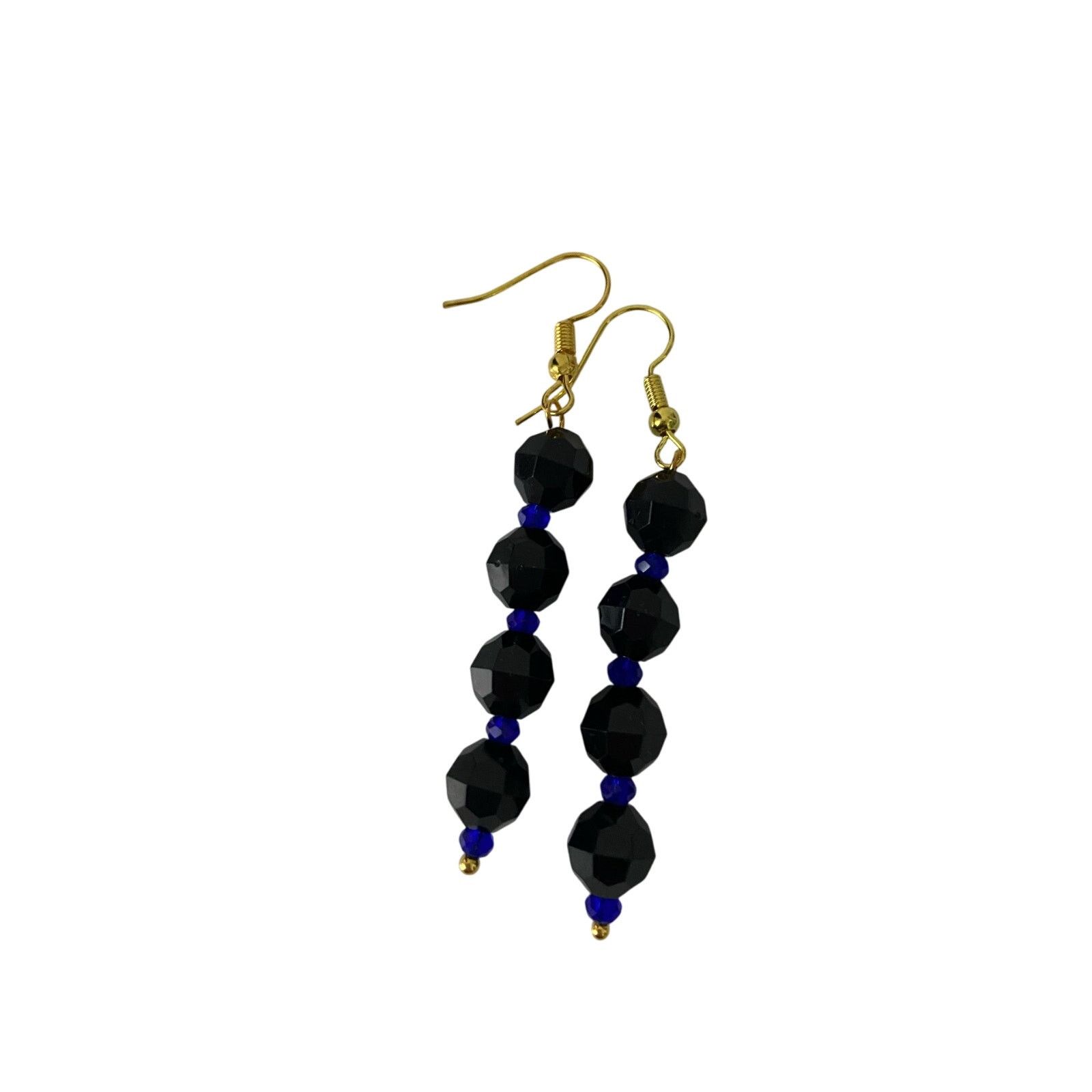 Handmade black and blue bead earrings Size ONE SIZE - 1 Thumbnail