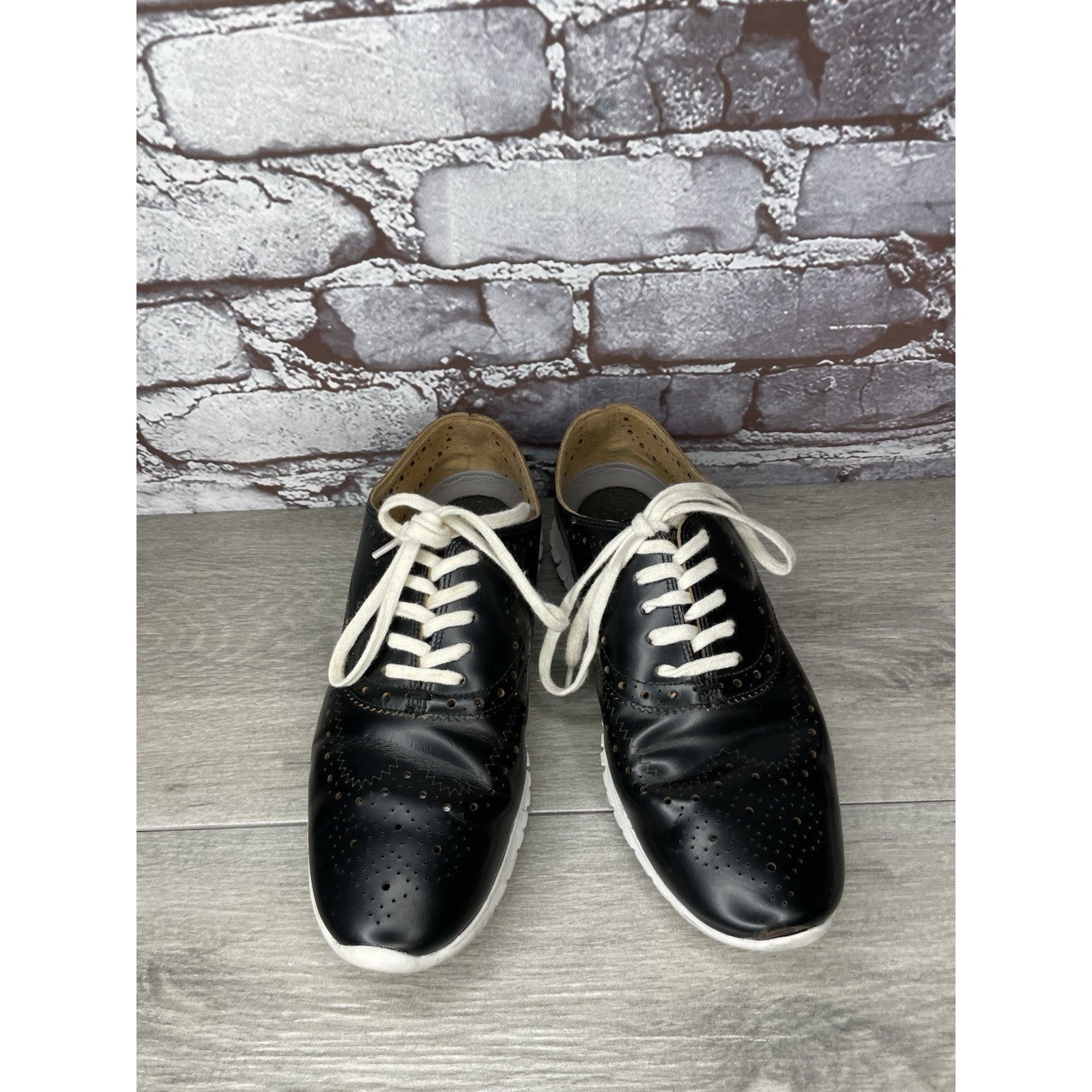 Cole Haan Cole Haan Zerogrand Black Leather Lace Up Wing Oxfords Women Size US 7 / IT 37 - 17 Thumbnail