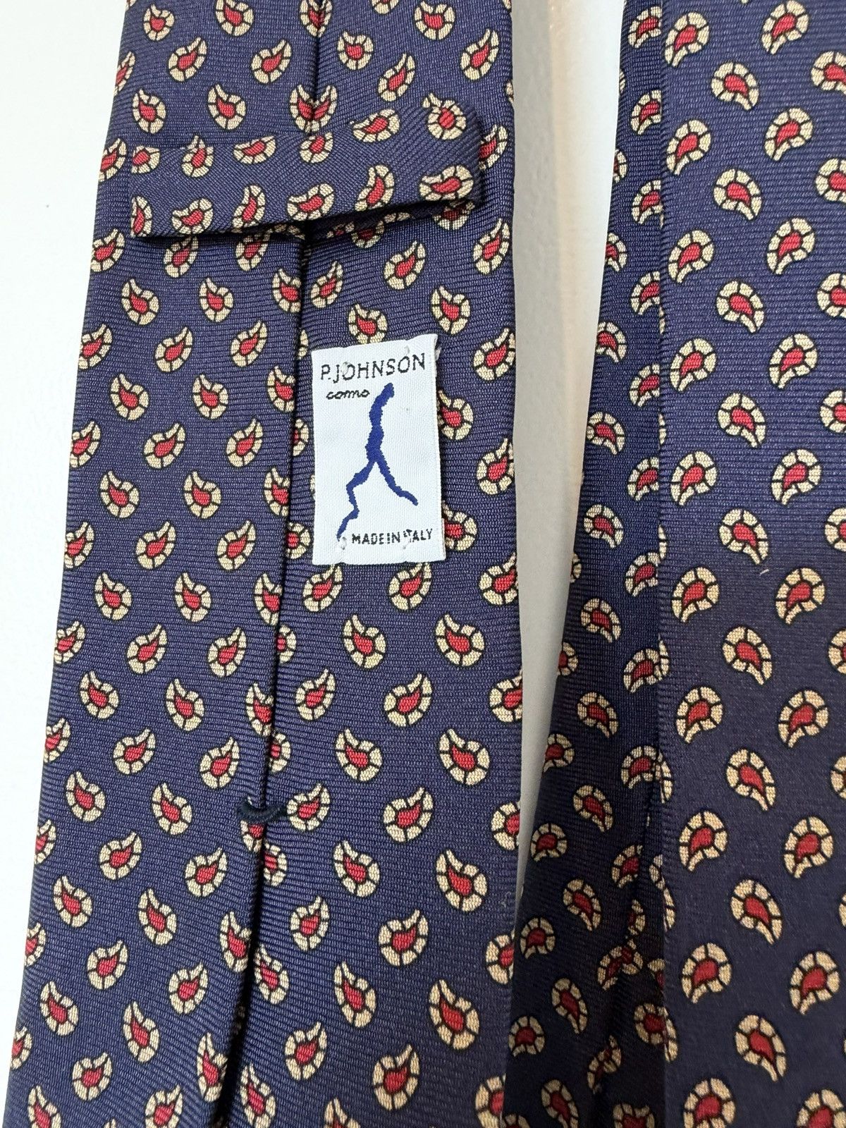 P. Johnson Silk Navy Paisley Tie From Como Size ONE SIZE - 3 Thumbnail