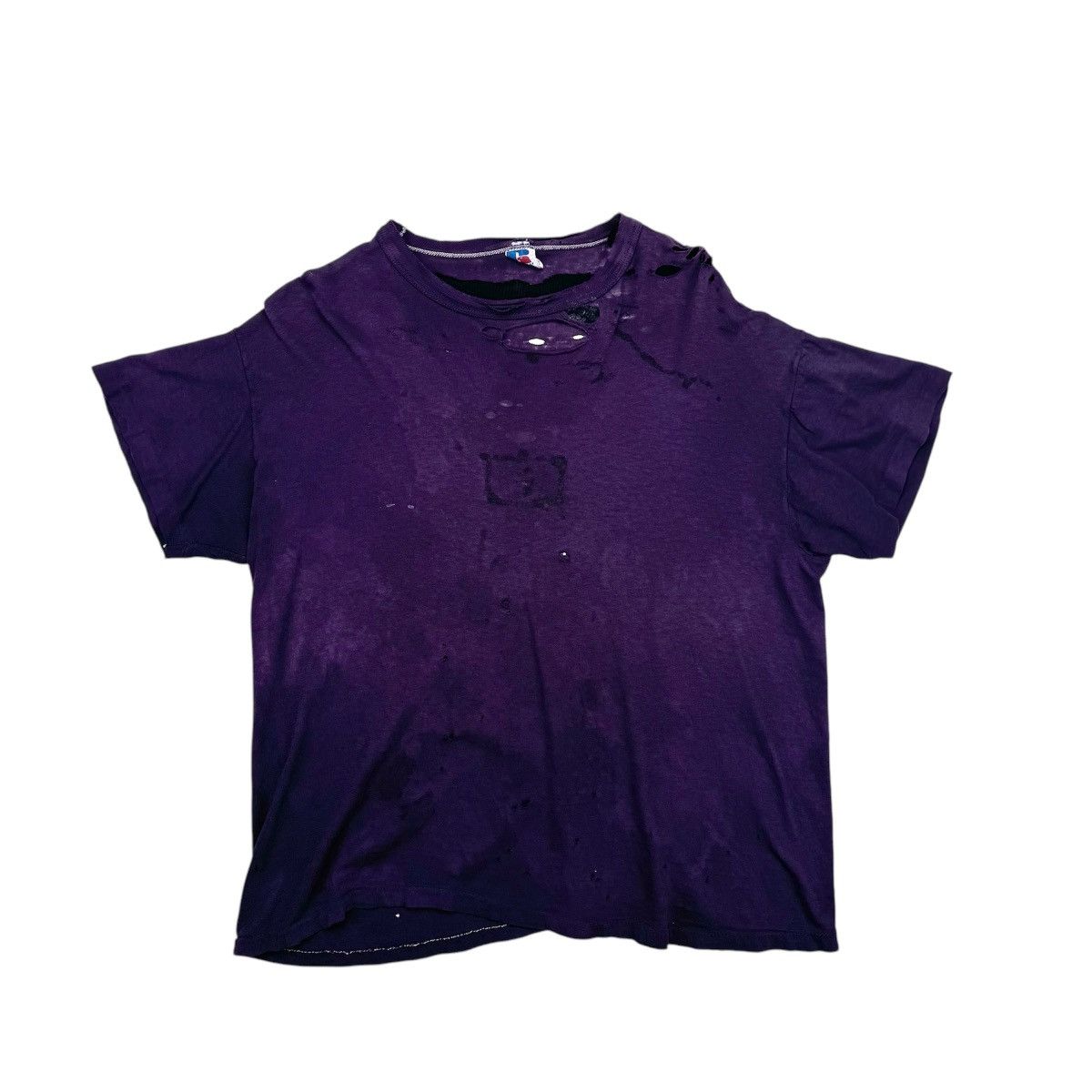 Russell Athletic VINTAGE THRASHED FADED REPAIRED PURPLE T-SHIRT Size US M / EU 48-50 / 2 - 2 Thumbnail