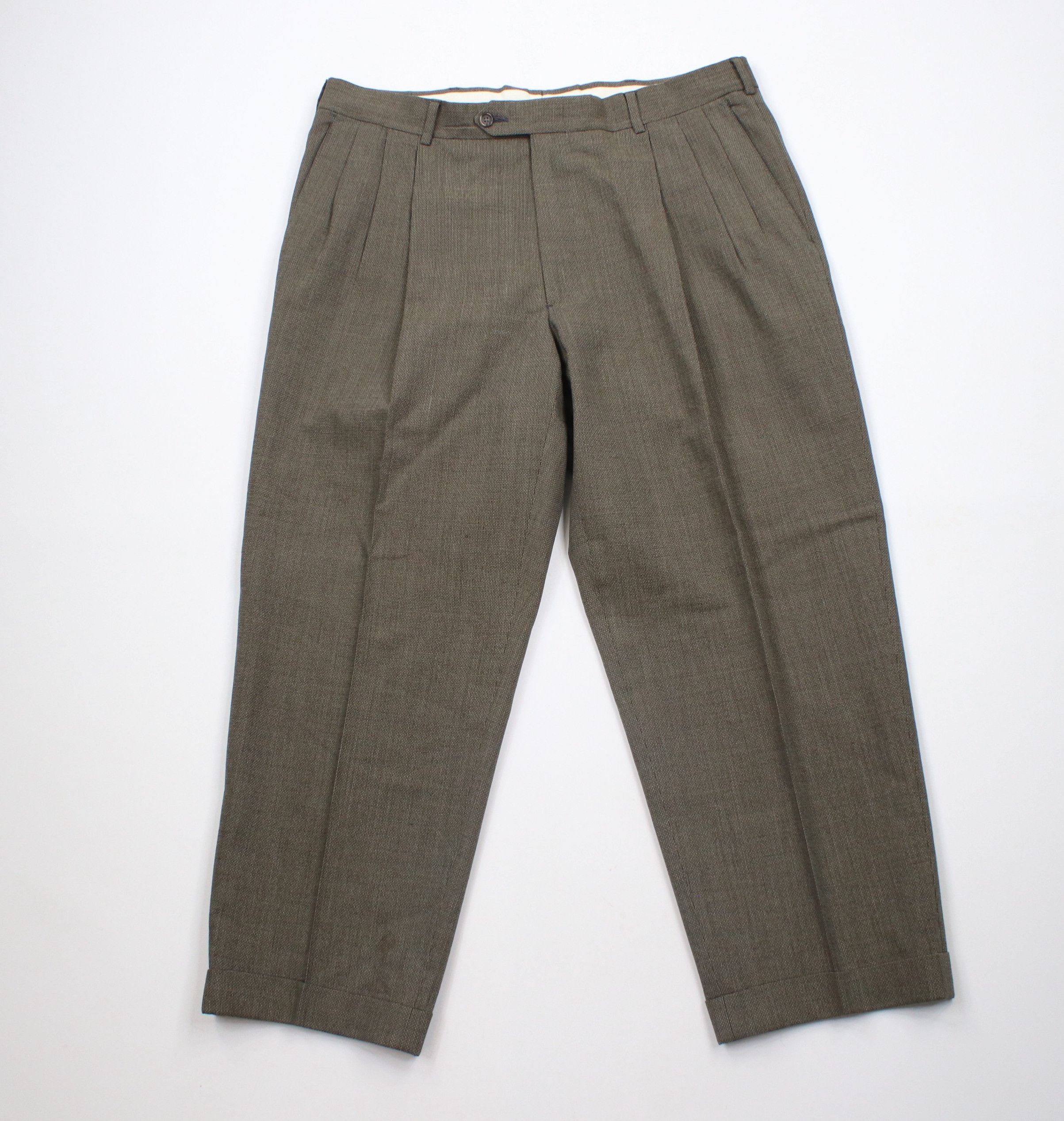 Vintage Vintage 90s Streetwear Pure Virgin Wool Tweed Chino Pants Size US 36 / EU 52 - 1 Thumbnail