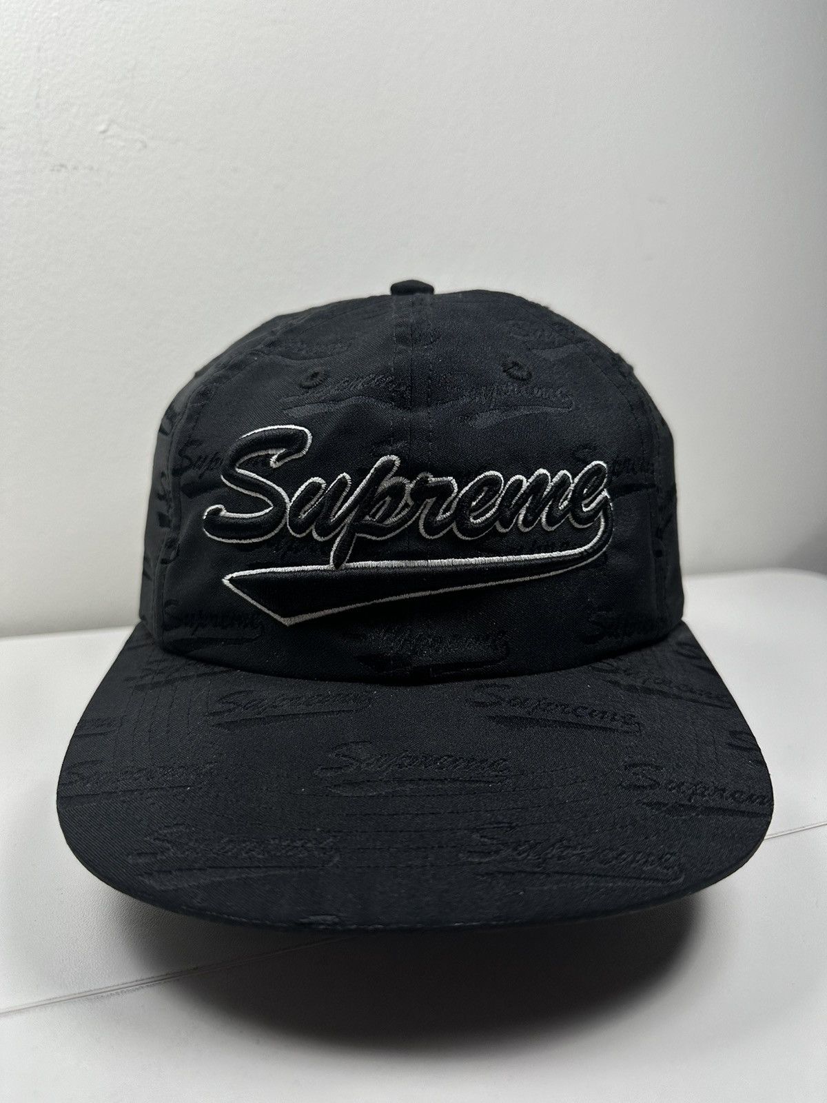 Supreme Distressed Script 6-Panel Supreme Jacquard Script 6-Panel