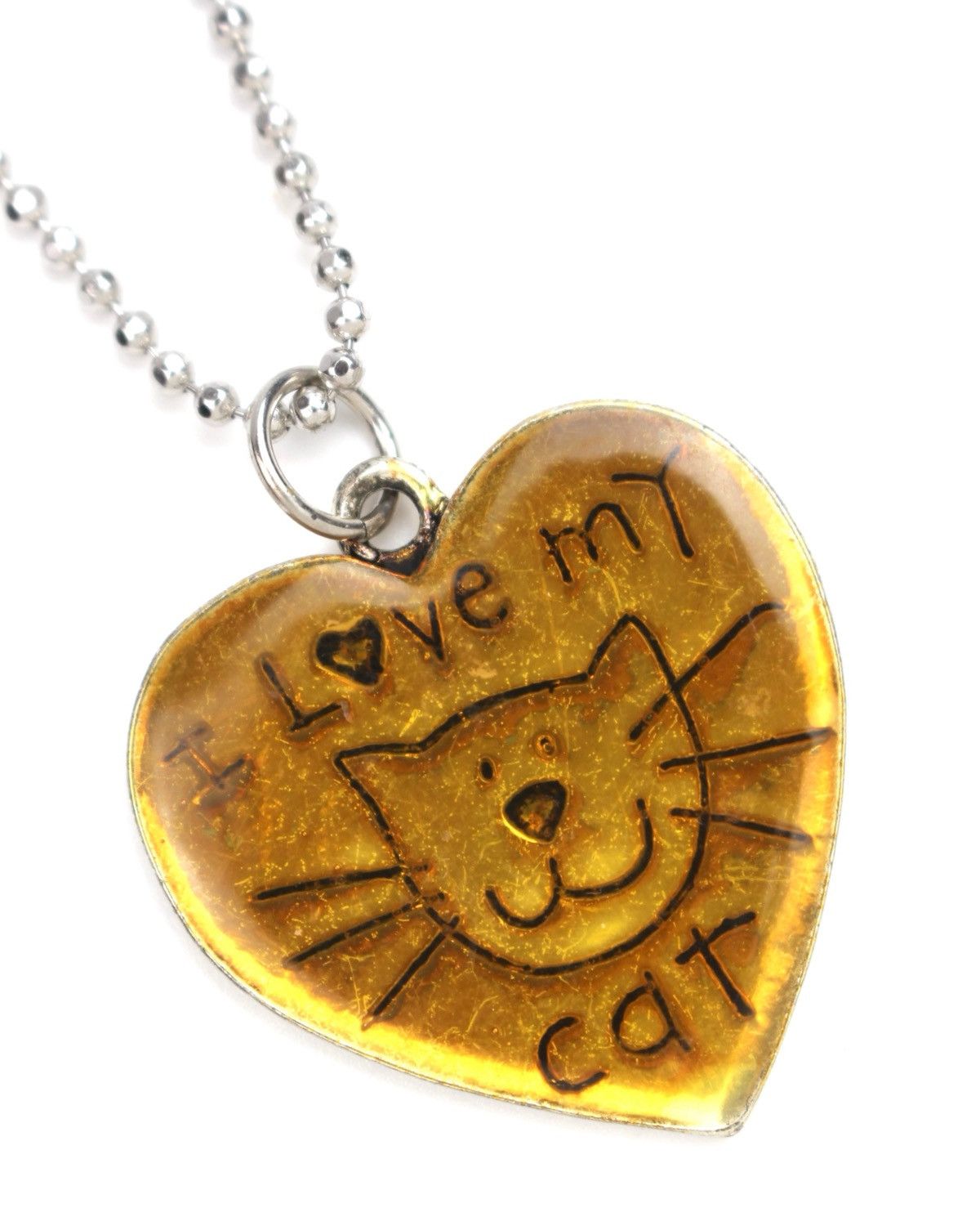 Vintage 1995 ACCESSORIES CONNECTION INC I LOVE MY CAT HEART NECKLACE Size ONE SIZE - 4 Thumbnail