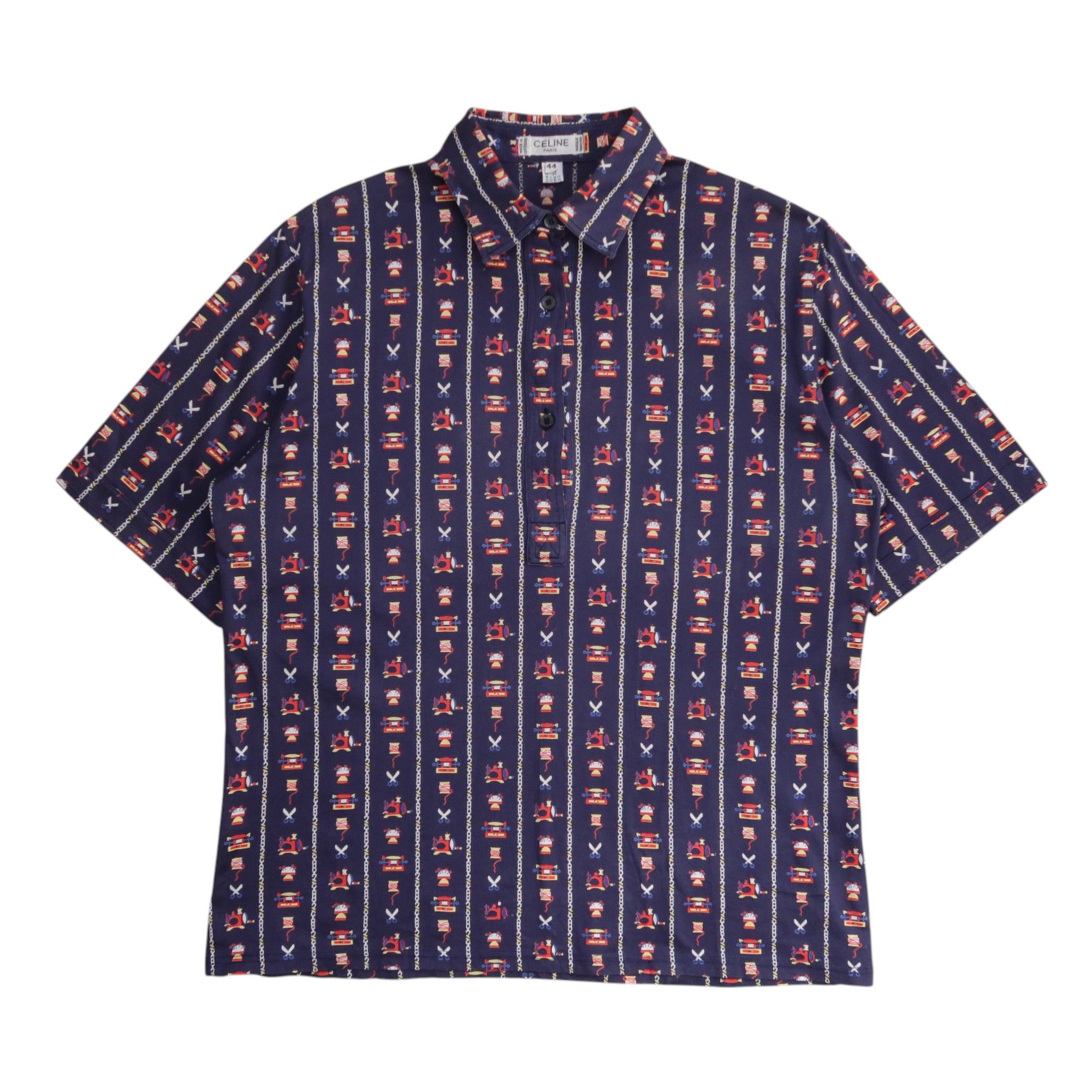 Celine 1980s Celine Switzerland Chain Ethnic Shirt Half Button Size US S / EU 44-46 / 1 - 1 Thumbnail