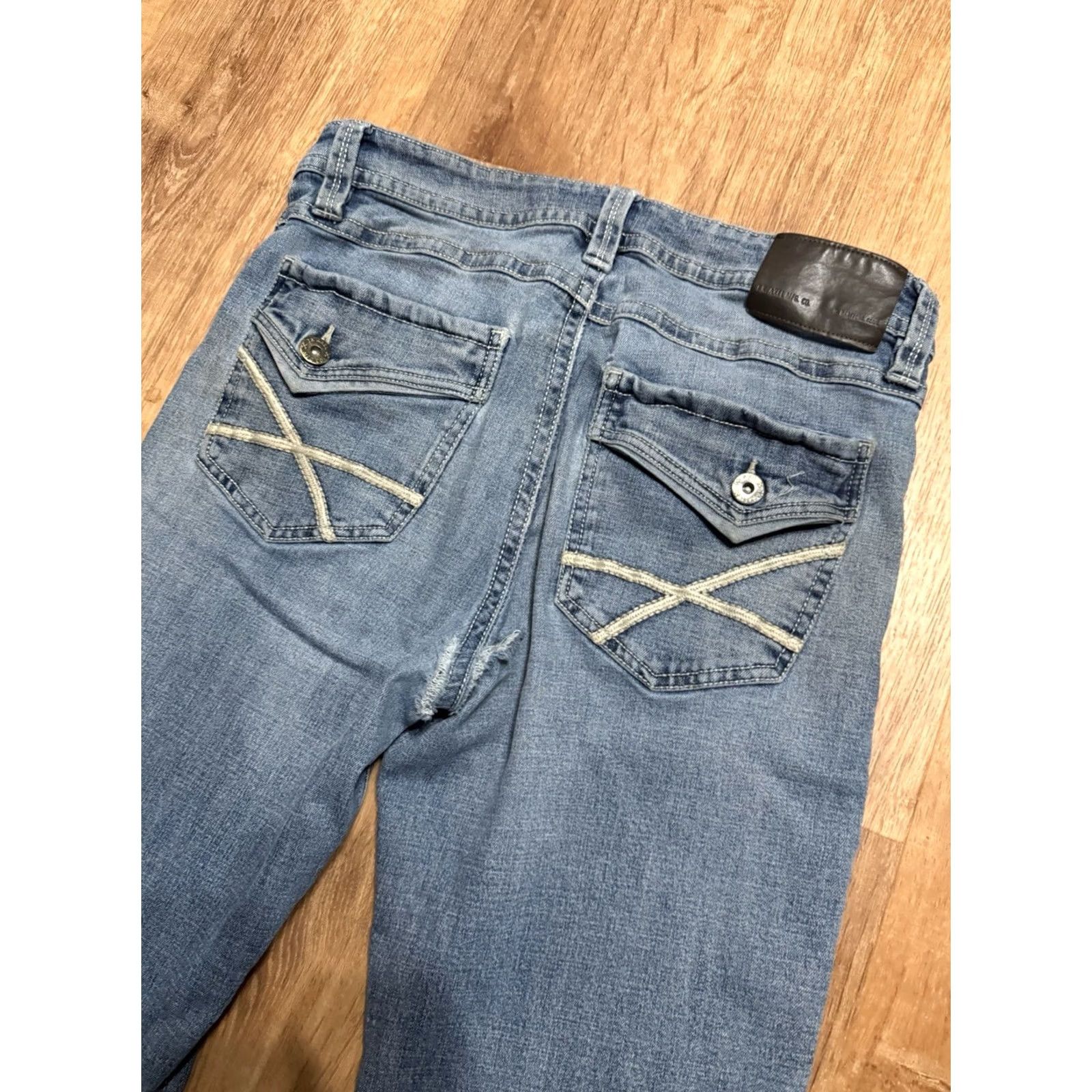 Denime Axel Jeans Slim Boot Distressed Denim Pants Men's 34x32 32x30 TK Axel Slim Boot Model T.K. Axel Regular Waist Blue Denim 5-Pocket Mens Jeans Size US 32 / EU 48 - 3 Thumbnail