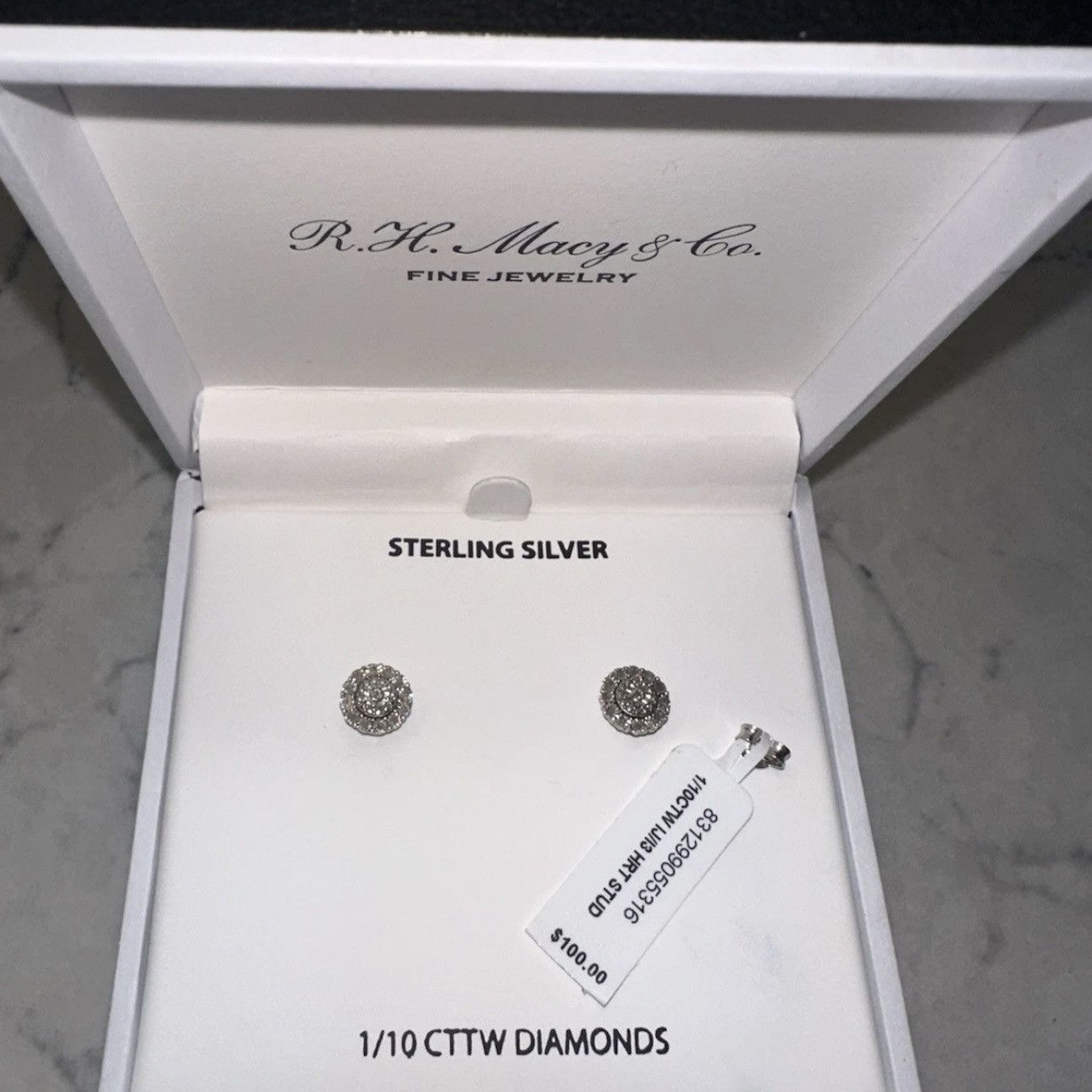Macys Diamond Multi-Halo Stud Earrings (1/10 ct. Sterling Silver Size ONE SIZE - 7 Thumbnail