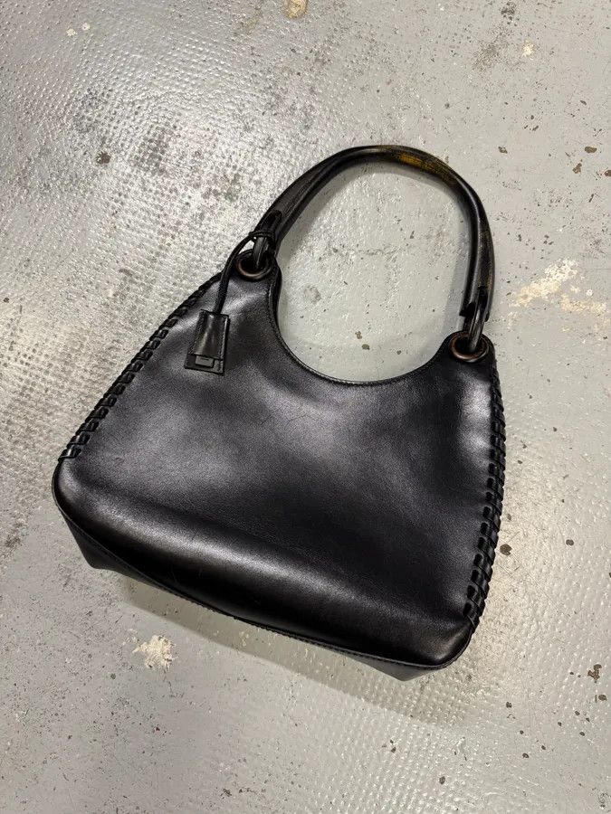 Gucci Gucci Whipstitched Bamboo Hobo Black Leather Hande Bag Size ONE SIZE - 4 Thumbnail