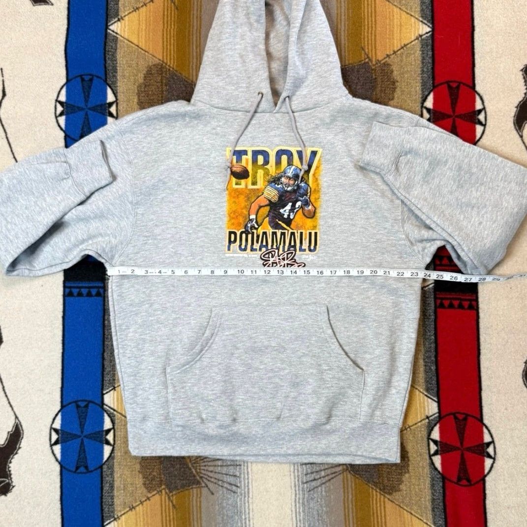Vintage VINTAGE Troy Palamalu Pittsburgh Steelers Hoodie Sweatshirt L Gray North Creek Traders Hoodie Mens Pullover Long Sleeve Drawstring Sports 2009 Size US L / EU 52-54 / 3 - 5 Thumbnail