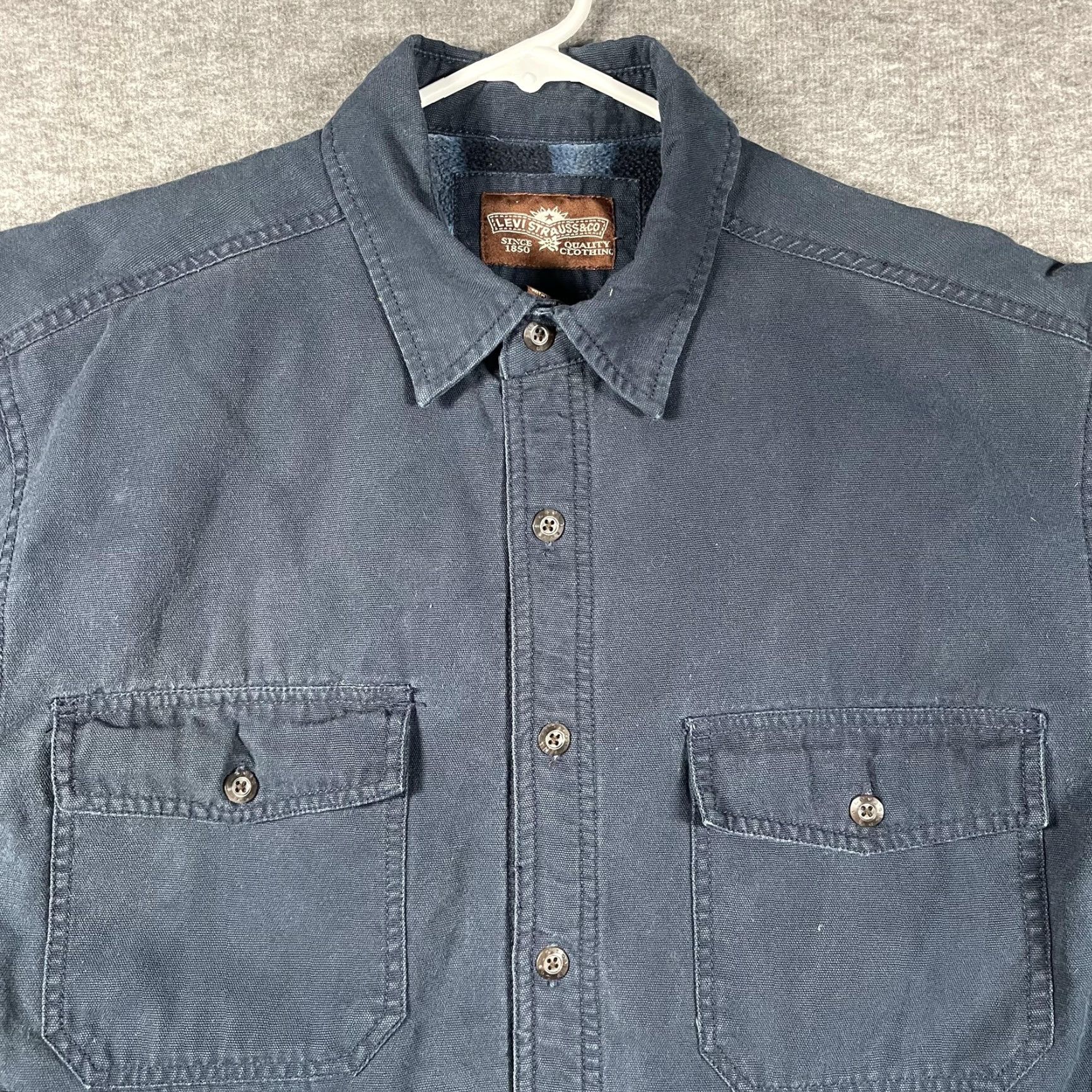Levi's VINTAGE Levi's Shirt Jacket Mens M Navy Blue Fleece Lined Plaid Body Quilted Sleeves Size US M / EU 48-50 / 2 - 2 Thumbnail
