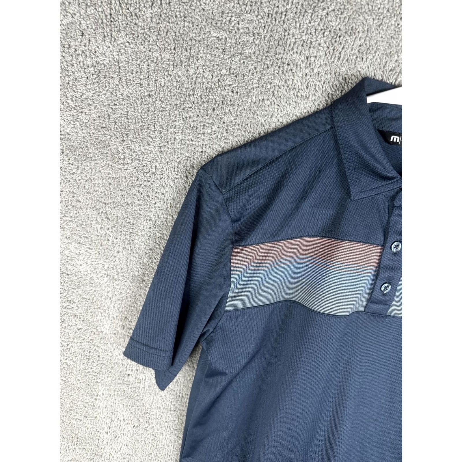 TravisMathew TravisMathew Polo Shirt Mens Small Navy Stripe Logo Performance Golf Shirt Size US S / EU 44-46 / 1 - 2 Thumbnail