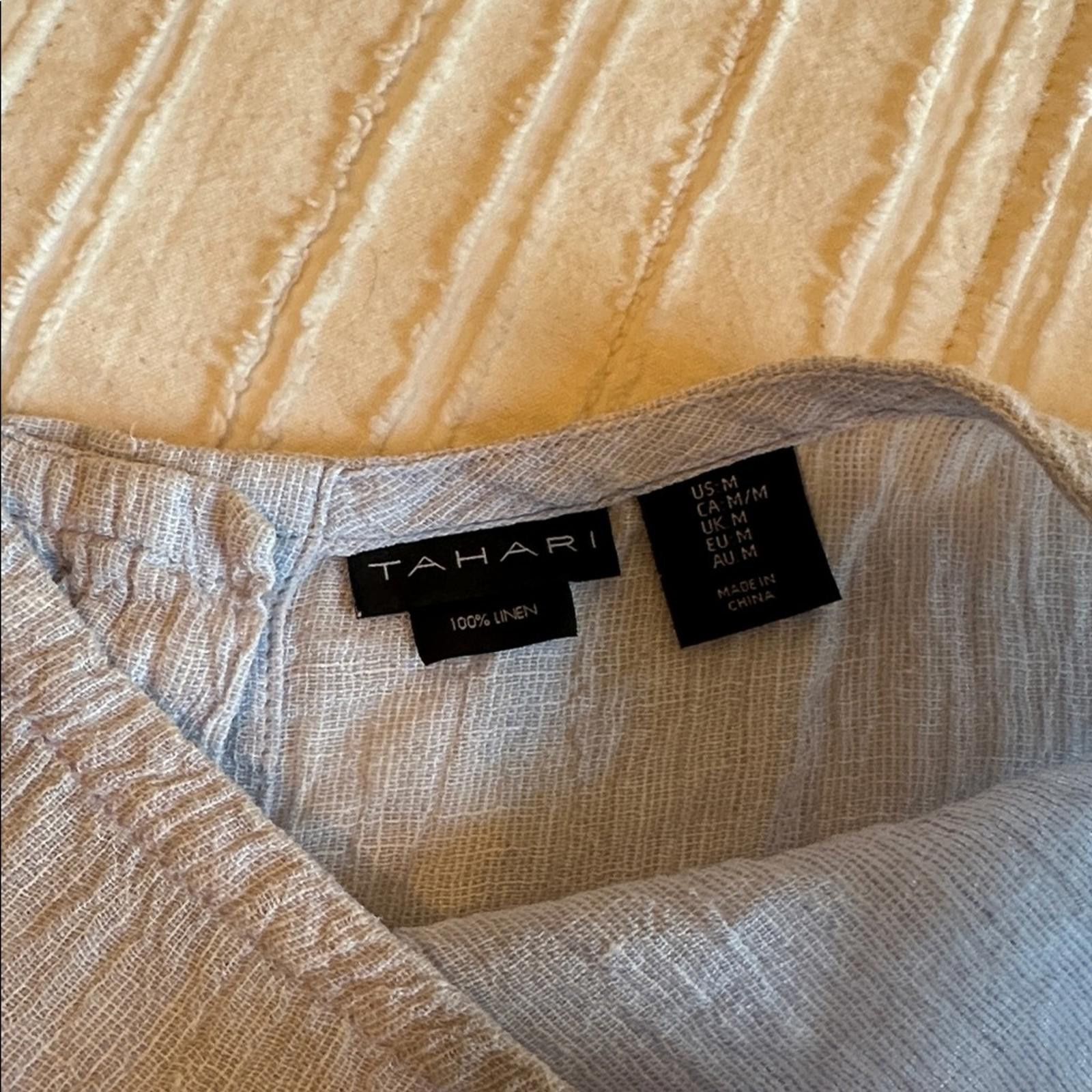 Elie Tahari Tahari Medium 100% Linen Medium Boxy Top EUC Coastal Size M / US 6-8 / IT 42-44 - 6 Thumbnail