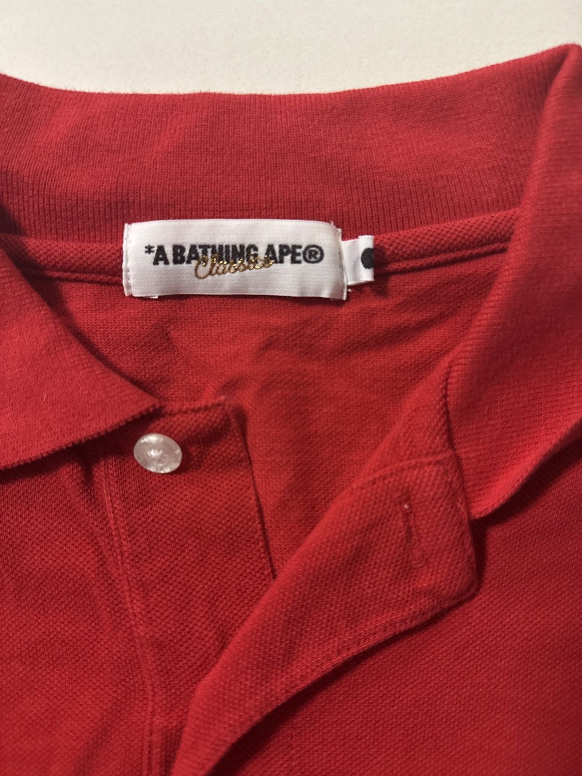 Bape A Bathing Ape Logo Polo – Red, Short Sleeve, Men’s Size US L / EU 52-54 / 3 - 4 Thumbnail