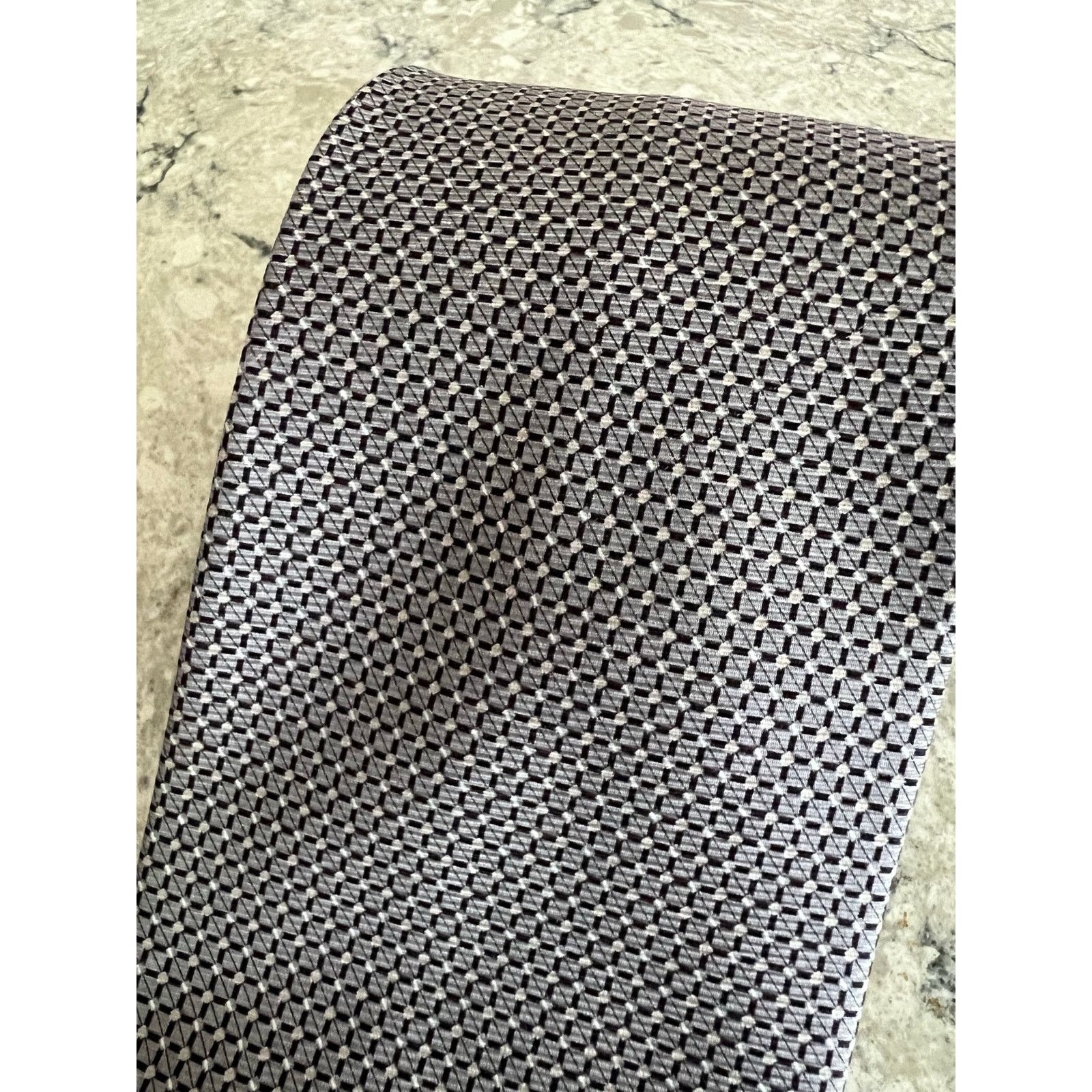 Vintage Bijoux Terner 100% Silk Men's Neck Tie Handmade Silver Black Size ONE SIZE - 2 Thumbnail
