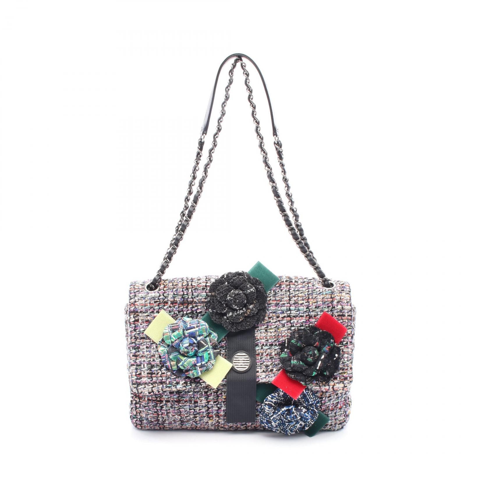 Chanel Chanel Camellia Fabric Leather Shoulder Bag Leather Shoulder Bag, Women's