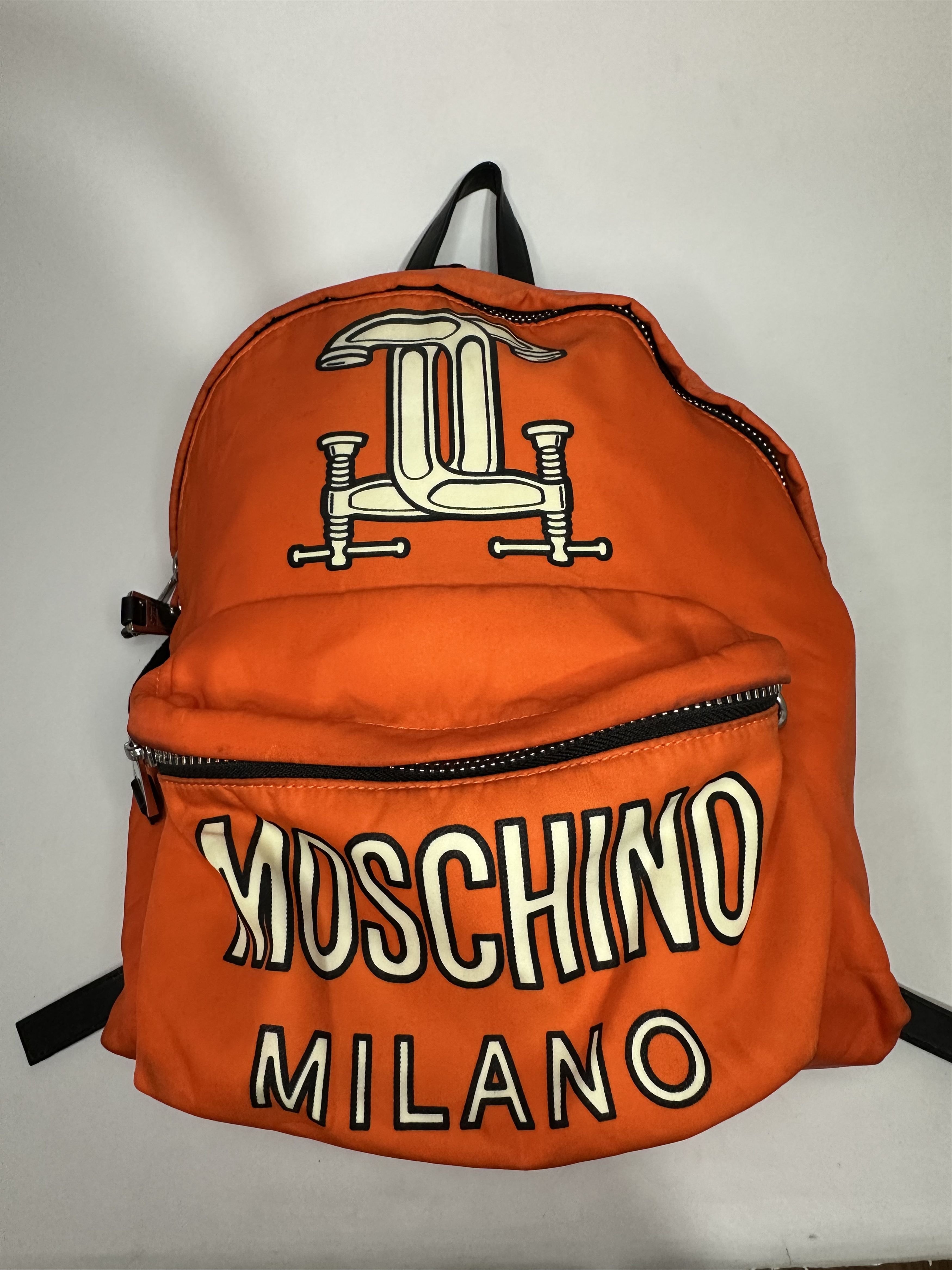Moschino Rare Moschino Neon Orange Construction Nylon Backpack. Size ONE SIZE - 2 Thumbnail