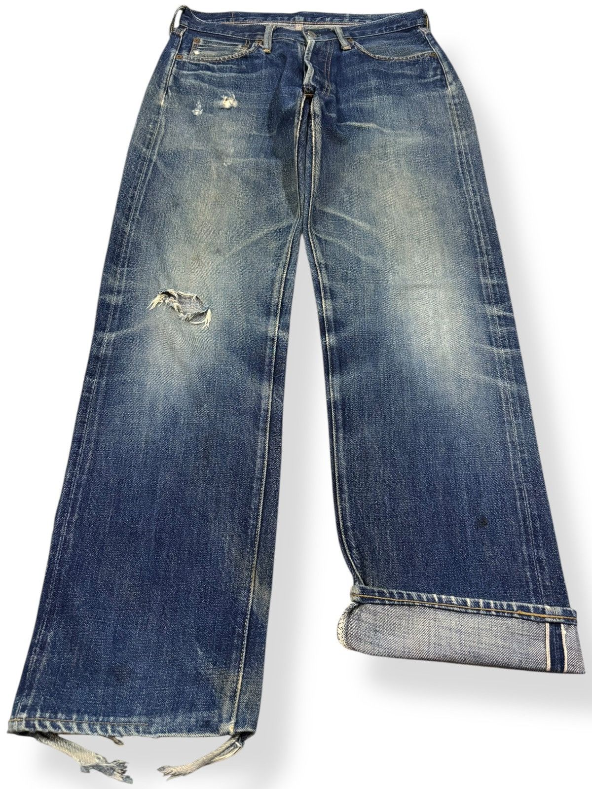 Full Count & Co. Vintage FullCount & Co 1101 Selvedge Distressed Grunge Jeans Size US 30 / EU 46 - 1 Thumbnail