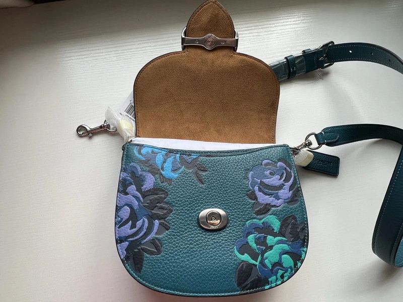 Coach NWT COACH Morgan Saddle Bag Jumbo Floral Blue Turquoise Teal Size ONE SIZE - 3 Thumbnail