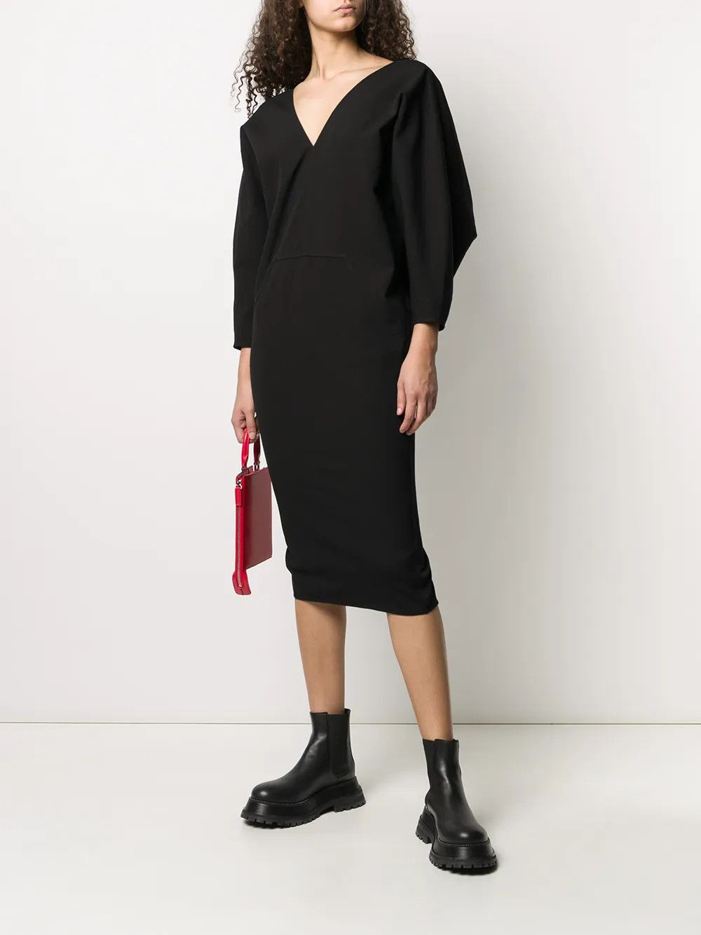 Rick Owens o1y0126 Midi Dress in Black Size S / US 4 / IT 40 - 4 Thumbnail