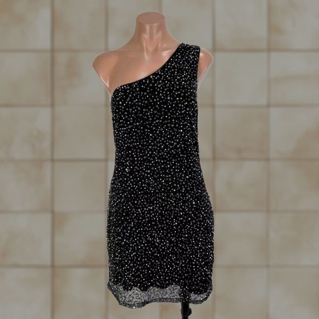 french connection black beaded dress French Connection Womens 4 One Shoulder Starstruck Party Short OVERSUMMER Leggings Outfit Hm Brown Size:36.5 (US 6.5) Casual dresses Timeless tailoring