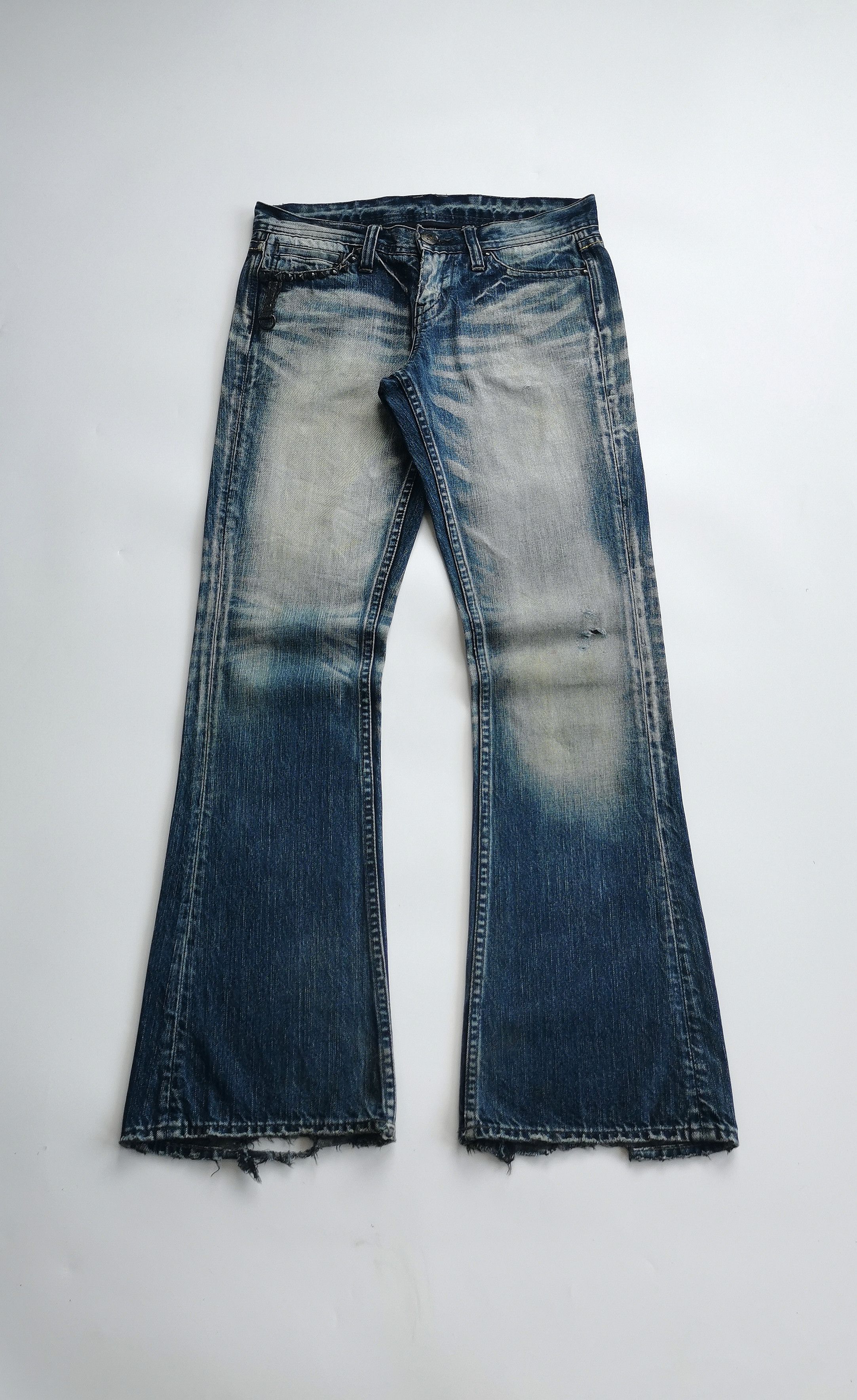 Murder License Studded Pocket Flare Whiskering Jeans