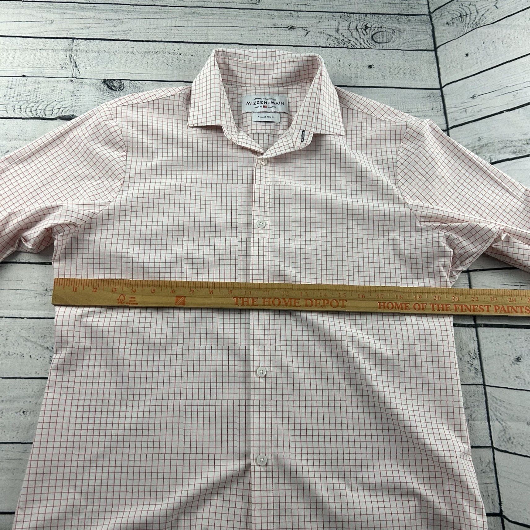 Mizzen+Main Mizzen+Main Button-Up Shirt XL White Pink Plaid Long Sleeve Slim Fit Mens Size US XL / EU 56 / 4 - 4 Thumbnail