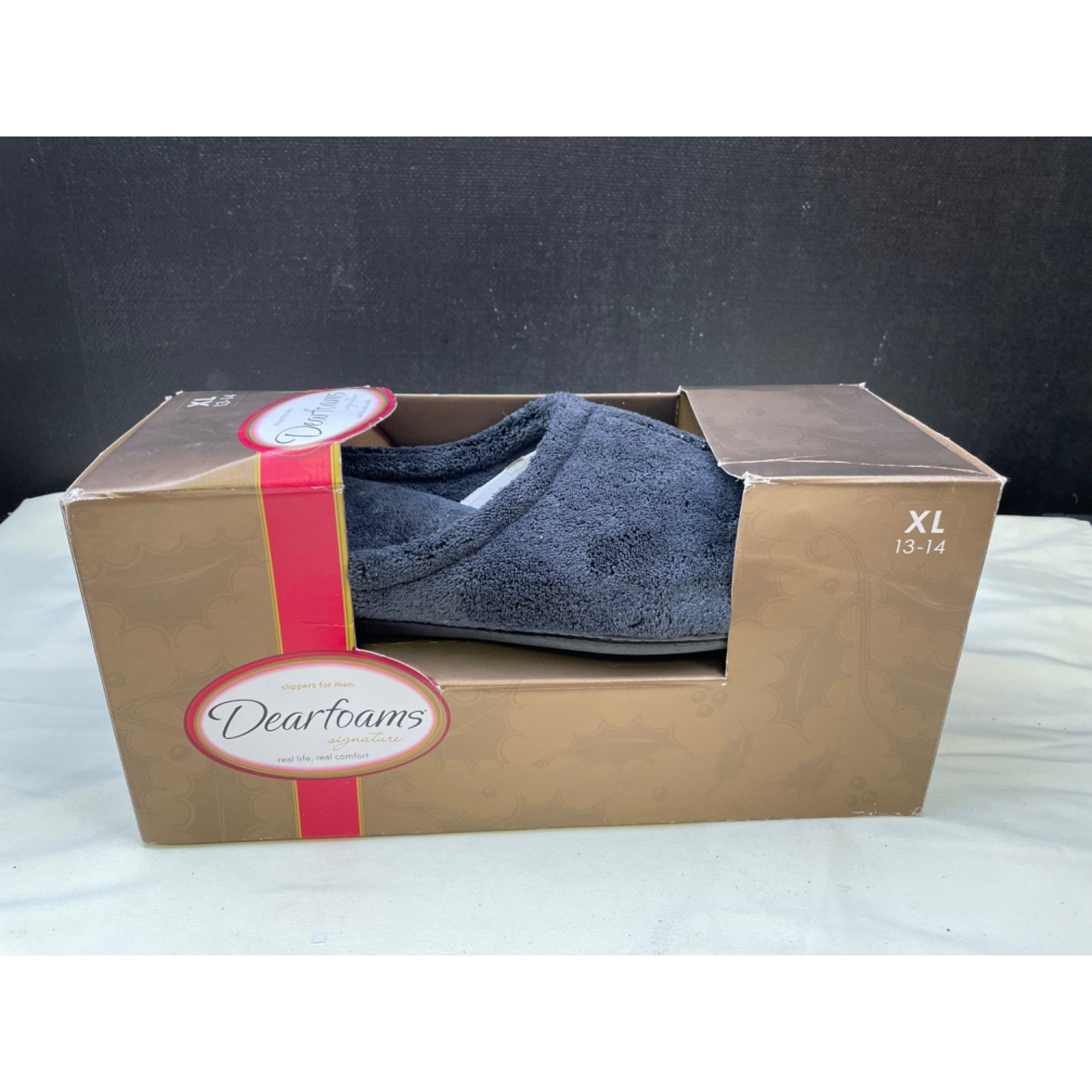 Other Dearfoams Mens Black Slippers Ultimate Comfort Firm Cushion Size US 13 / EU 46 - 1 Thumbnail
