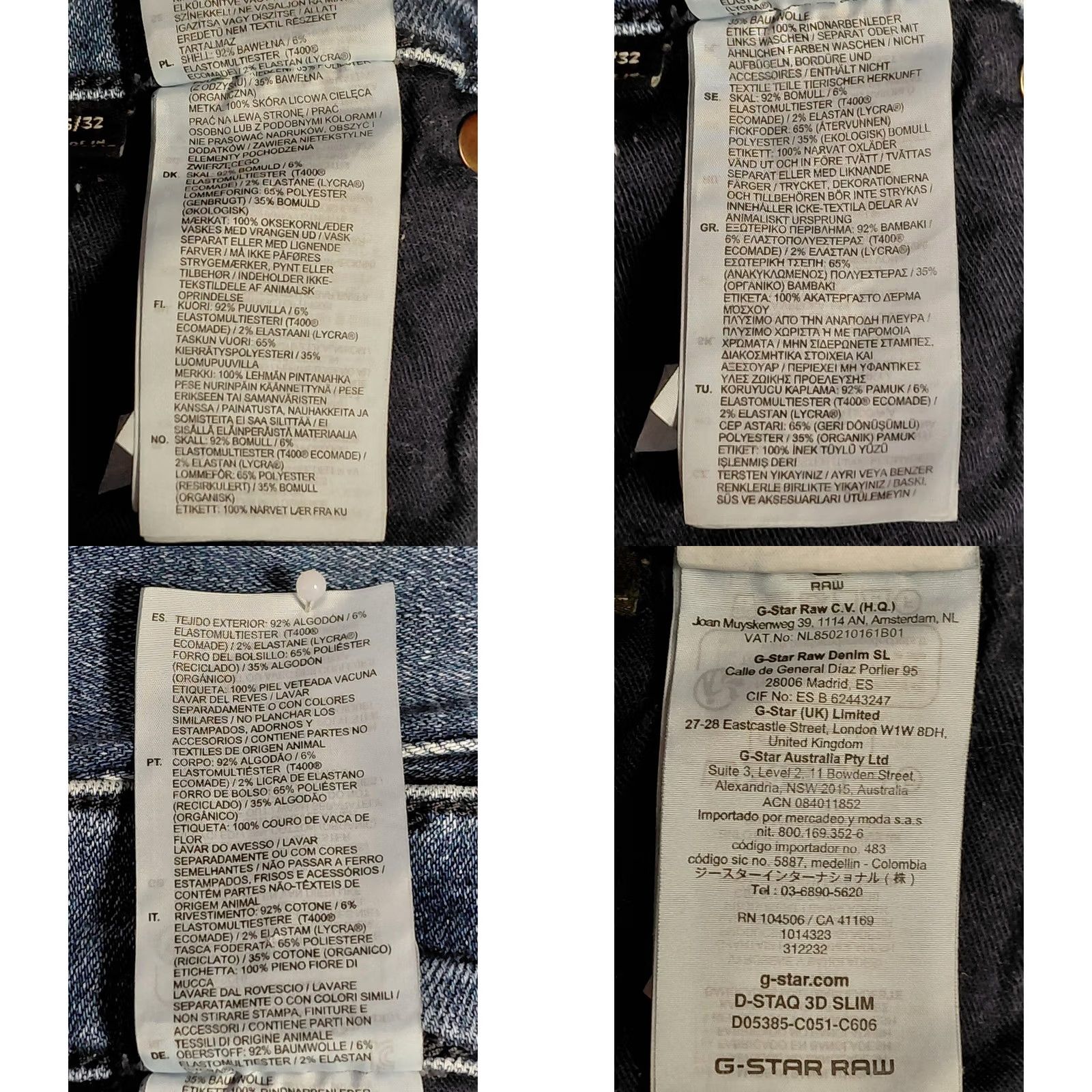 Vintage G-STAR RAW Jeans Slim 32 Blue Solid Denim Men Size US 32 / EU 48 - 9 Thumbnail