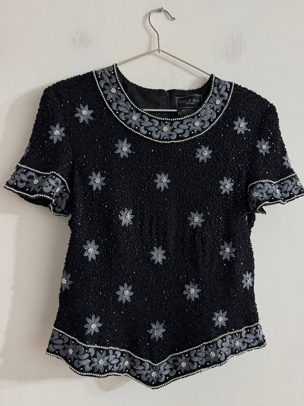 Vintage Vintage Cote d'Azur Evening Beaded Silk Blouse Size S / US 4 / IT 40 - 2 Thumbnail