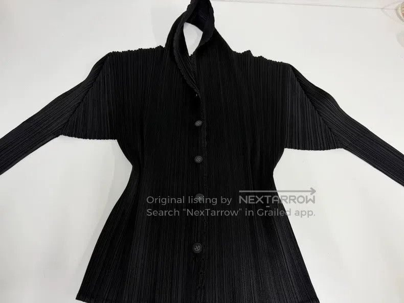 Issey Miyake Ruched Ruffle Trim Cardigan Coat