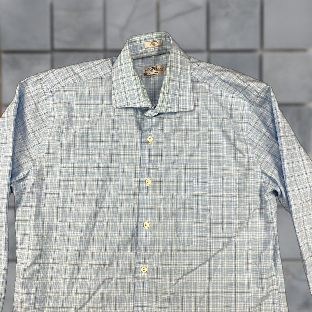 Peter Millar Peter Millar Shirt Mens Medium Blue Plaid Long Sleeve Crown Finish Button-Up Size US M / EU 48-50 / 2 - 1 Thumbnail