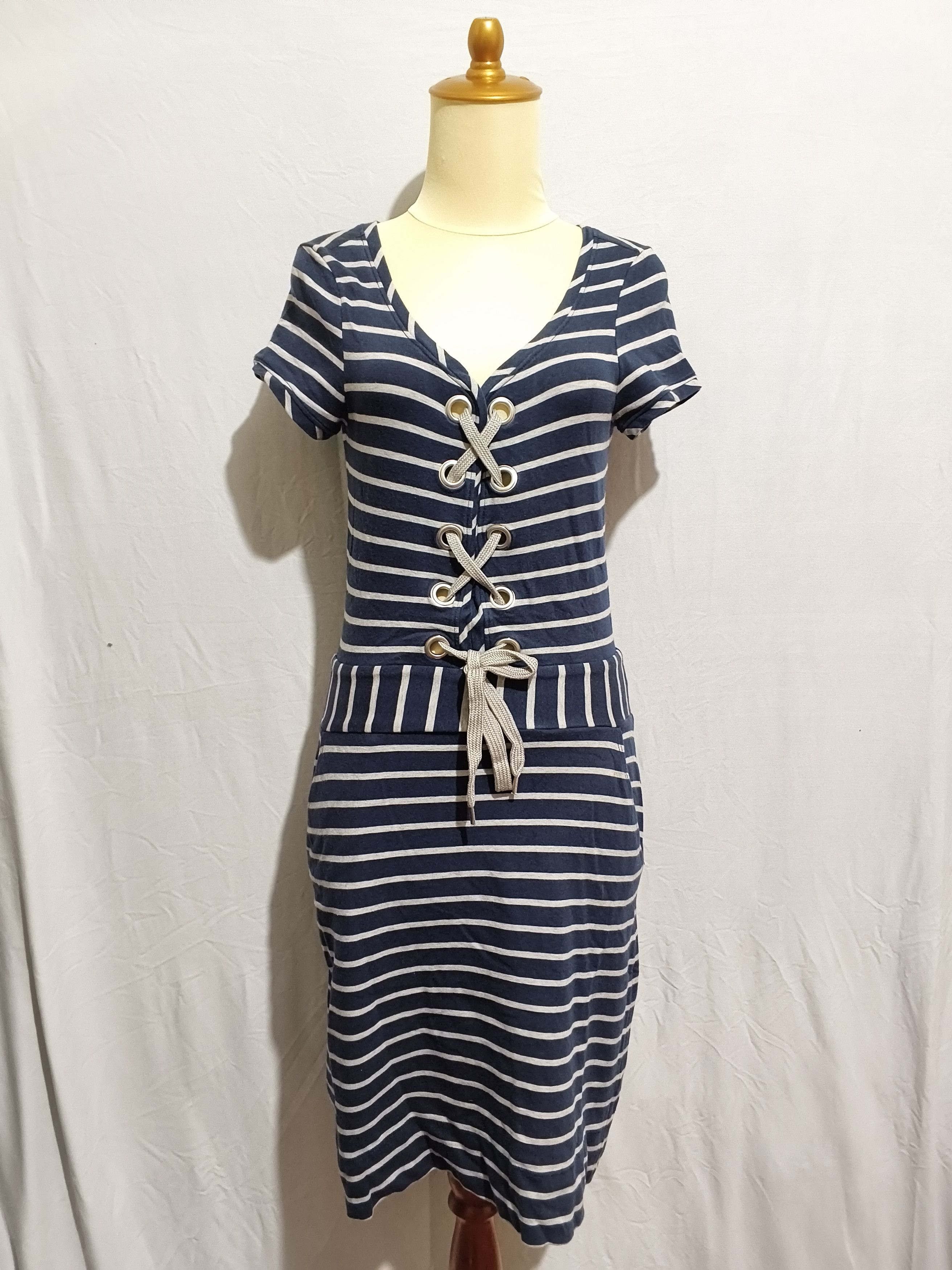 Love Moschino Love Moschino Women Blue Striped Dress Size S / US 4 / IT 40 - 1 Thumbnail
