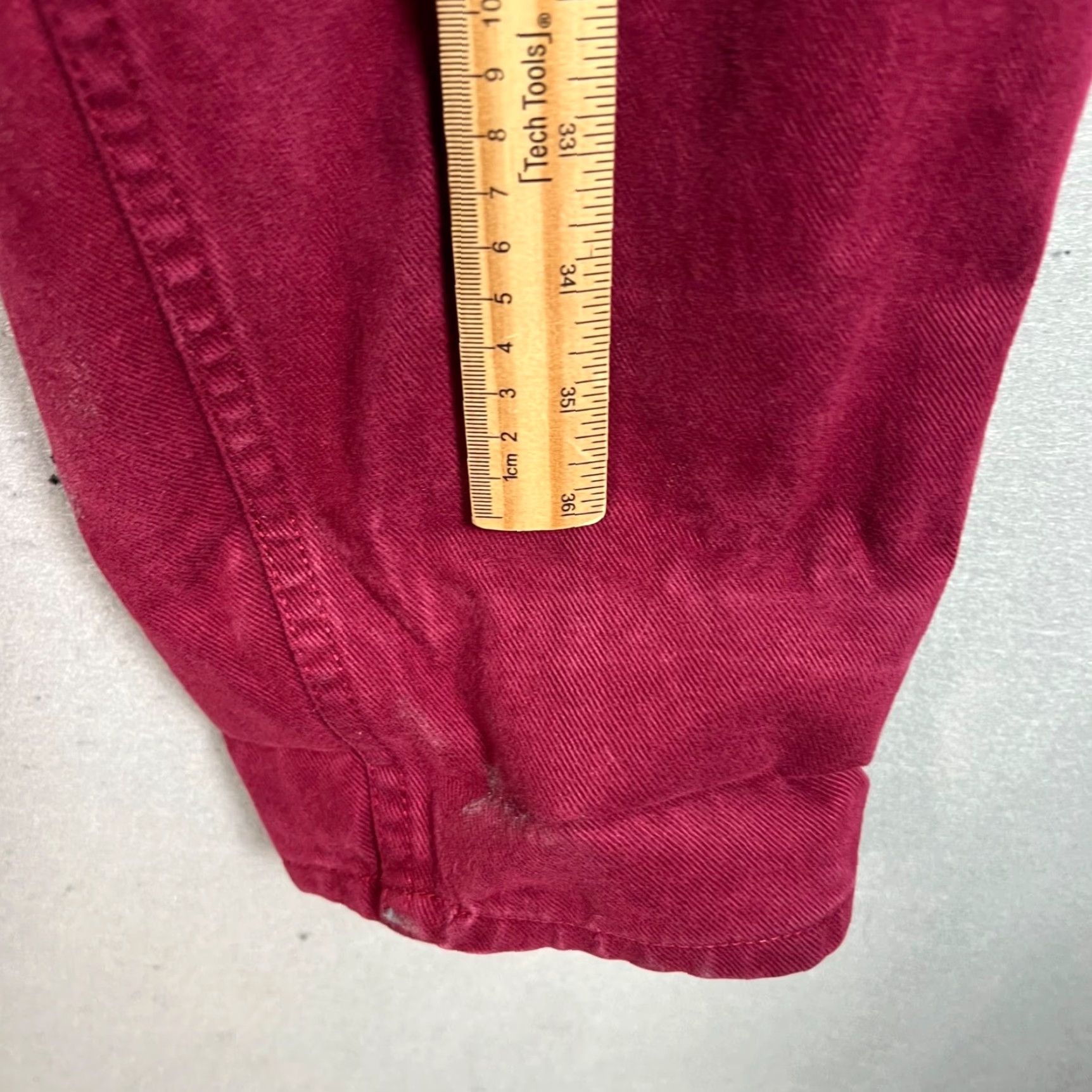 Vintage VINTAGE Attak Jeans 34 x 32 Dark Red High-Waisted 100% Cotton Denim 5-Pocket Mens Jeans Size 24" / US 00 / IT 34 - 7 Thumbnail