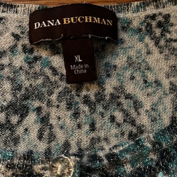 Other Dana Buchman Women's Blue Teal Shimmer Button Up Cardigan To Size XL / US 12-14 / IT 48-50 - 5 Thumbnail