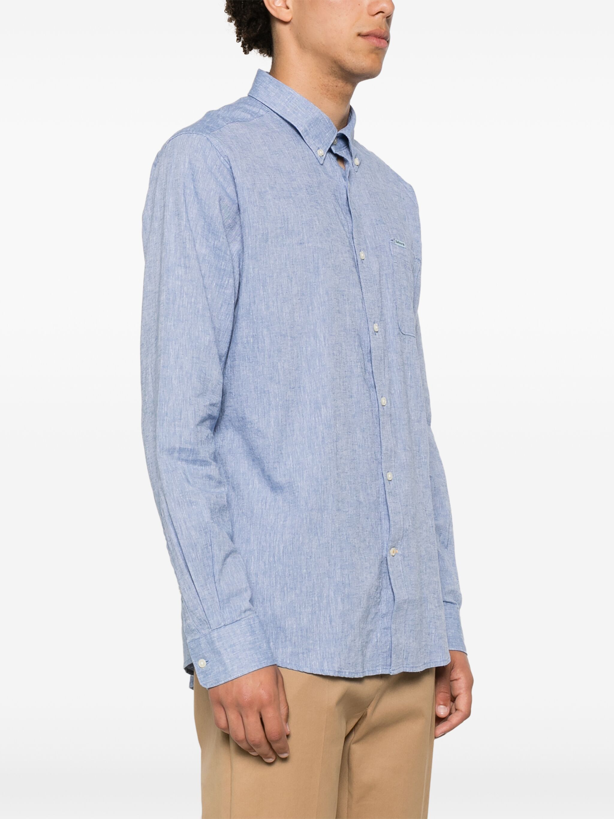 Barbour o1y1224 Logo Single Pocket Shirt in Blue Size US M / EU 48-50 / 2 - 3 Thumbnail