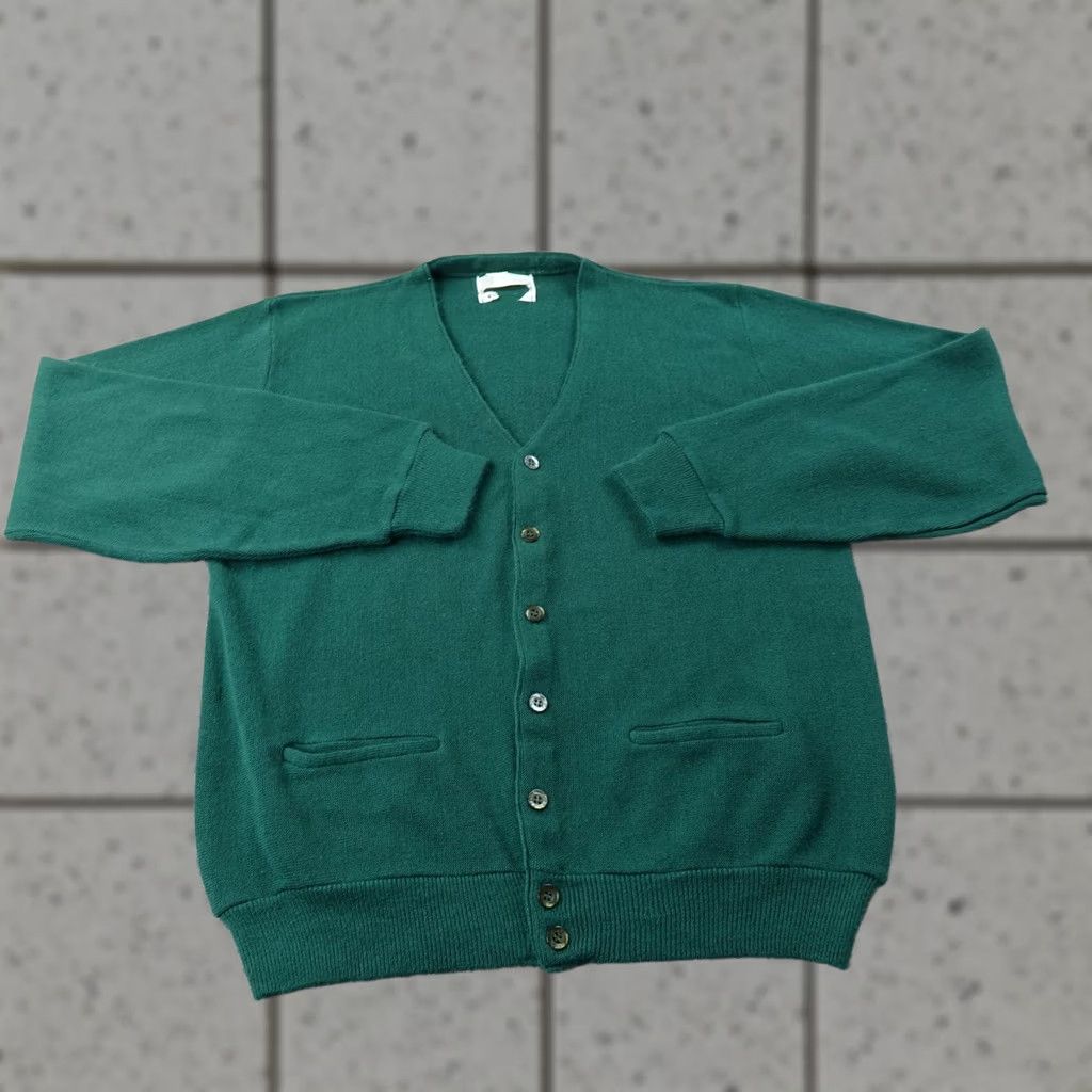 Vintage VINTAGE Kings Road Cardigan Sweater Mens L Green Acrylic V-Neck Knit Pockets Tight-Knit Size US L / EU 52-54 / 3 - 1 Thumbnail