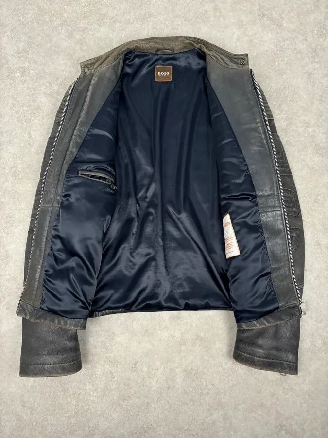 Hugo Boss Hugo Boss Plastron Relief Grey Eroded Leather Biker Jacket Size US M / EU 48-50 / 2 - 7 Thumbnail