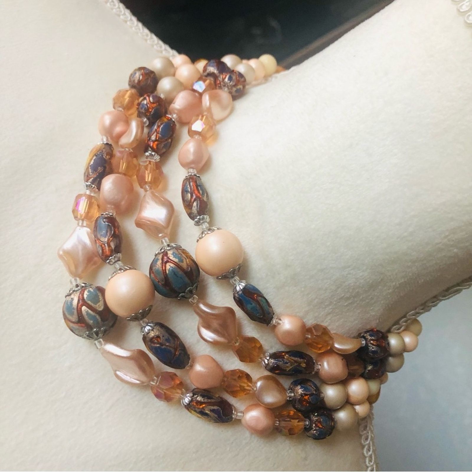 Vintage Vintage quad strand lava mixed bead choker necklace Size ONE SIZE - 1 Thumbnail