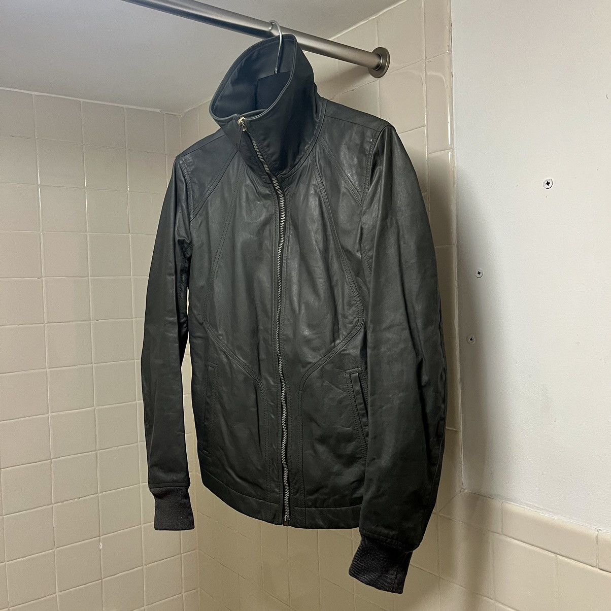 Rick Owens FW13 “PLINTH” Petrol Leather Intarsia Jacket Size US S / EU 44-46 / 1 - 4 Thumbnail