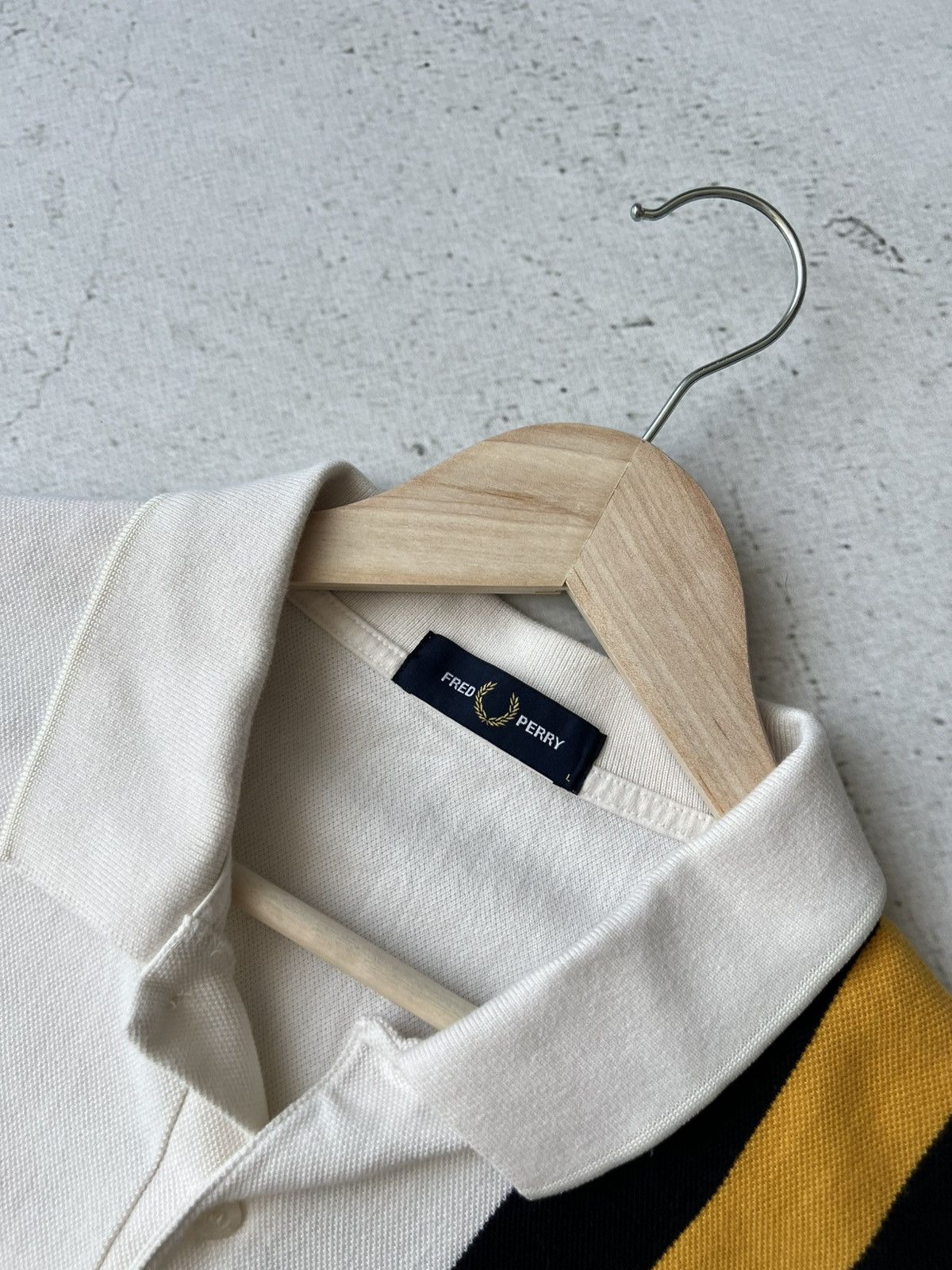 Fred Perry 💫 Fred Perry Polo Shirt – White/Yellow/Black Stripe Rare Size US L / EU 52-54 / 3 - 4 Thumbnail