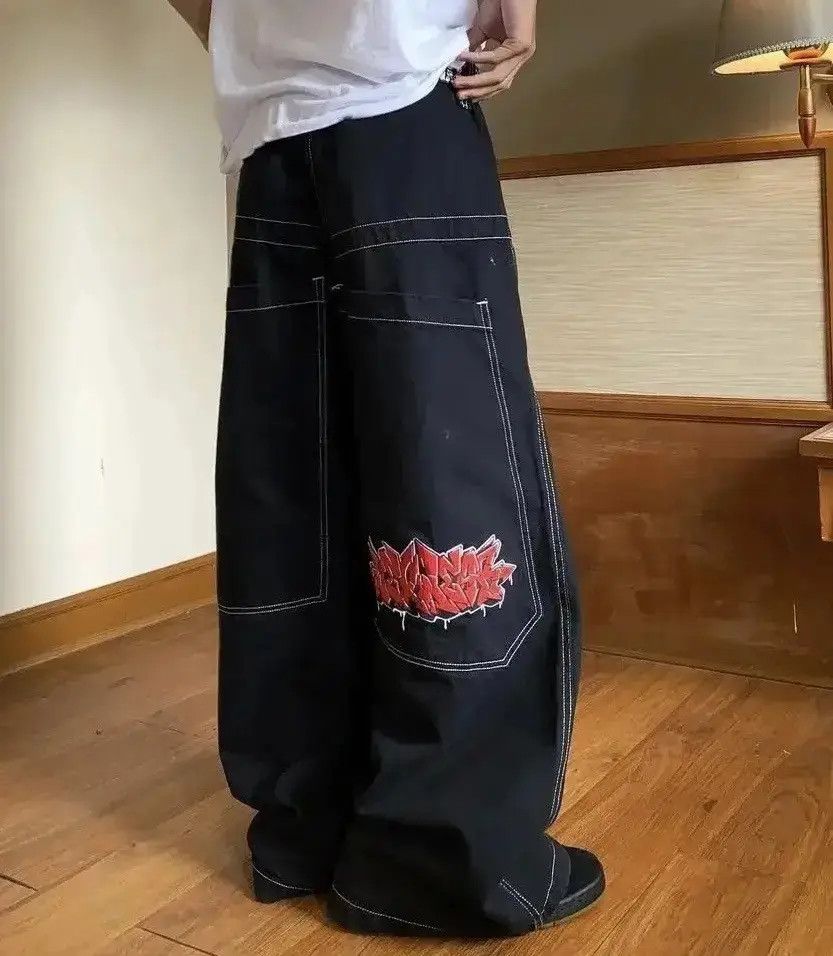 Japanese Brand Harajuku Embroidery Baggy Jeans Size US 34 / EU 50 - 6 Thumbnail